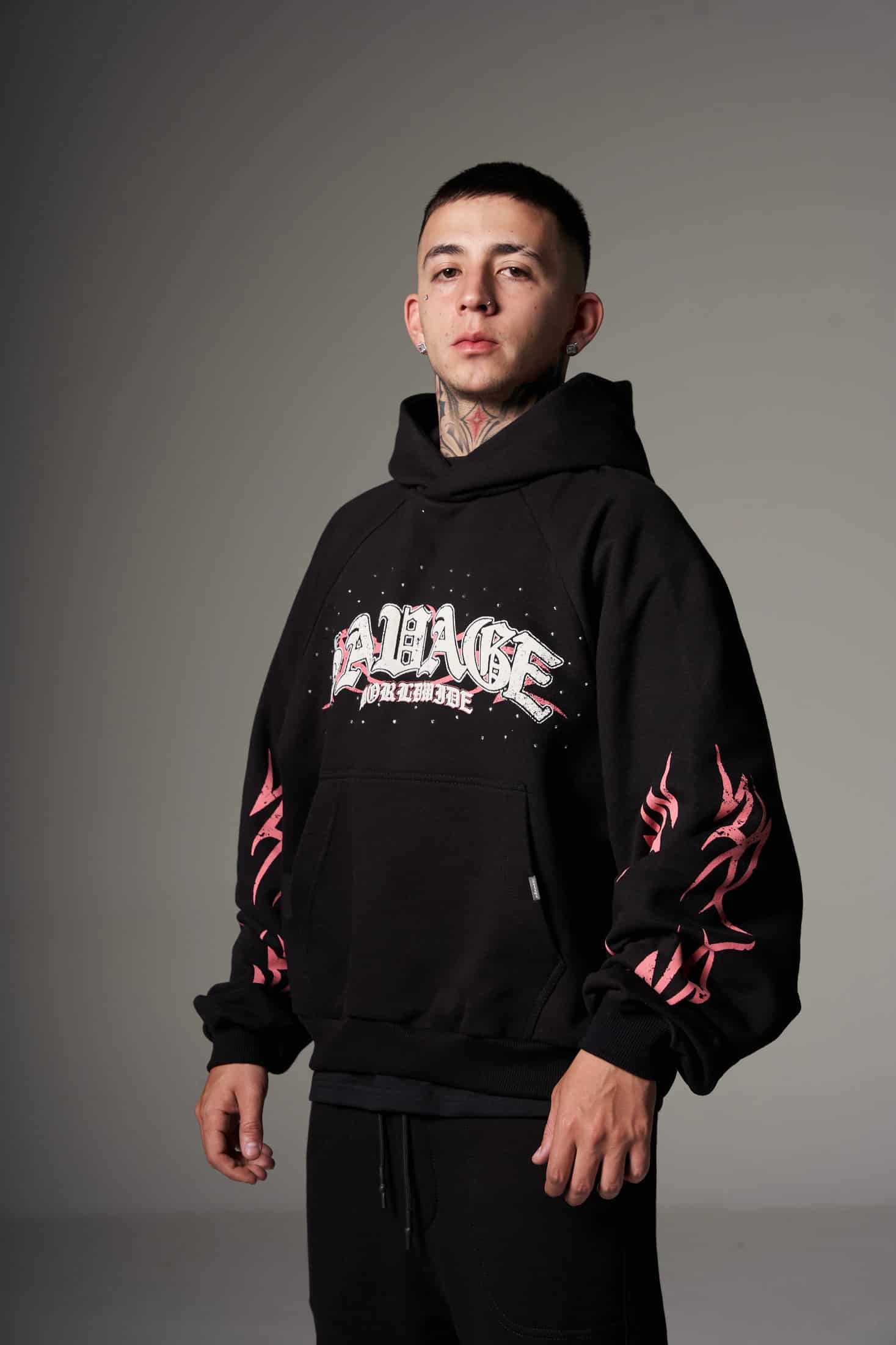 Hoodie Boxy fit rosa piedras  400 gramos - miniatura 3