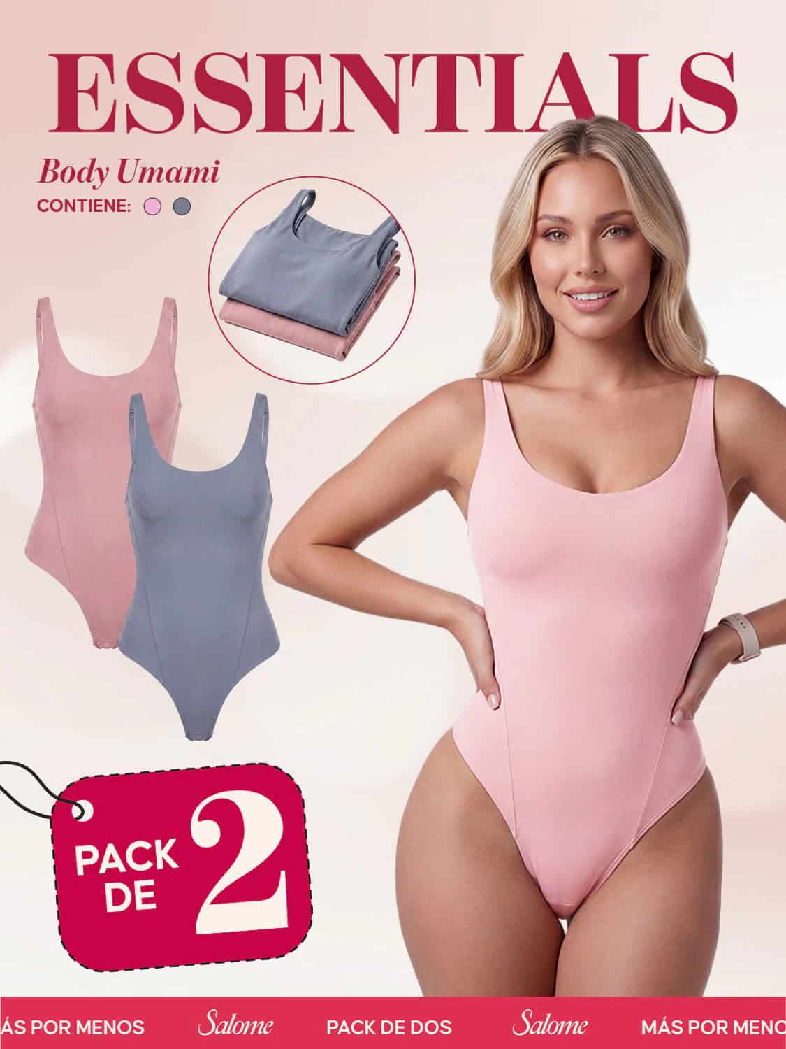 Paquete x2 Body Umami Escote Redondo, Tiras Finas y Tanga | 2-Pack Salome 5005 - miniatura 1