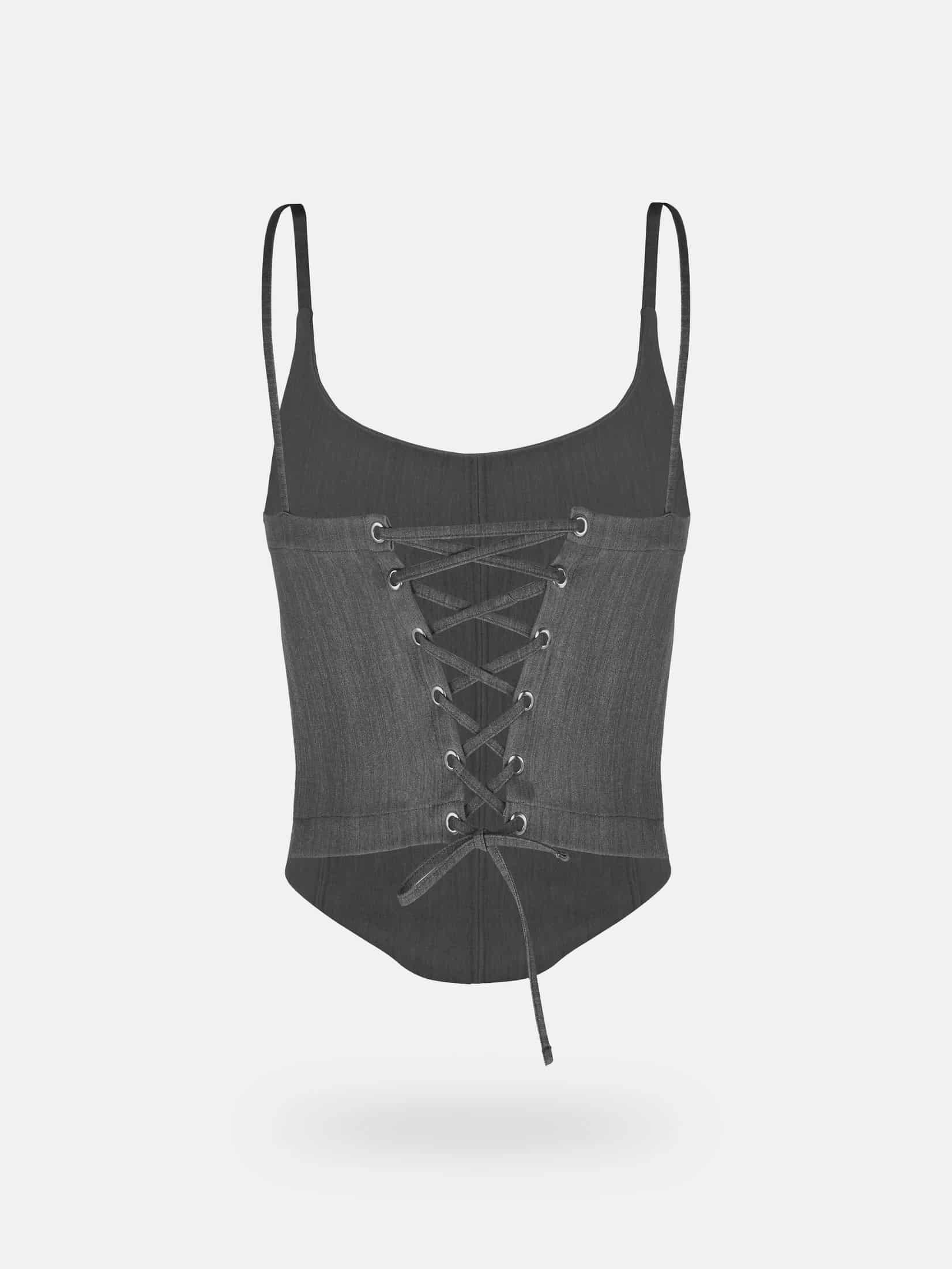 BACK LACE CORSET - GRAY - miniatura 4