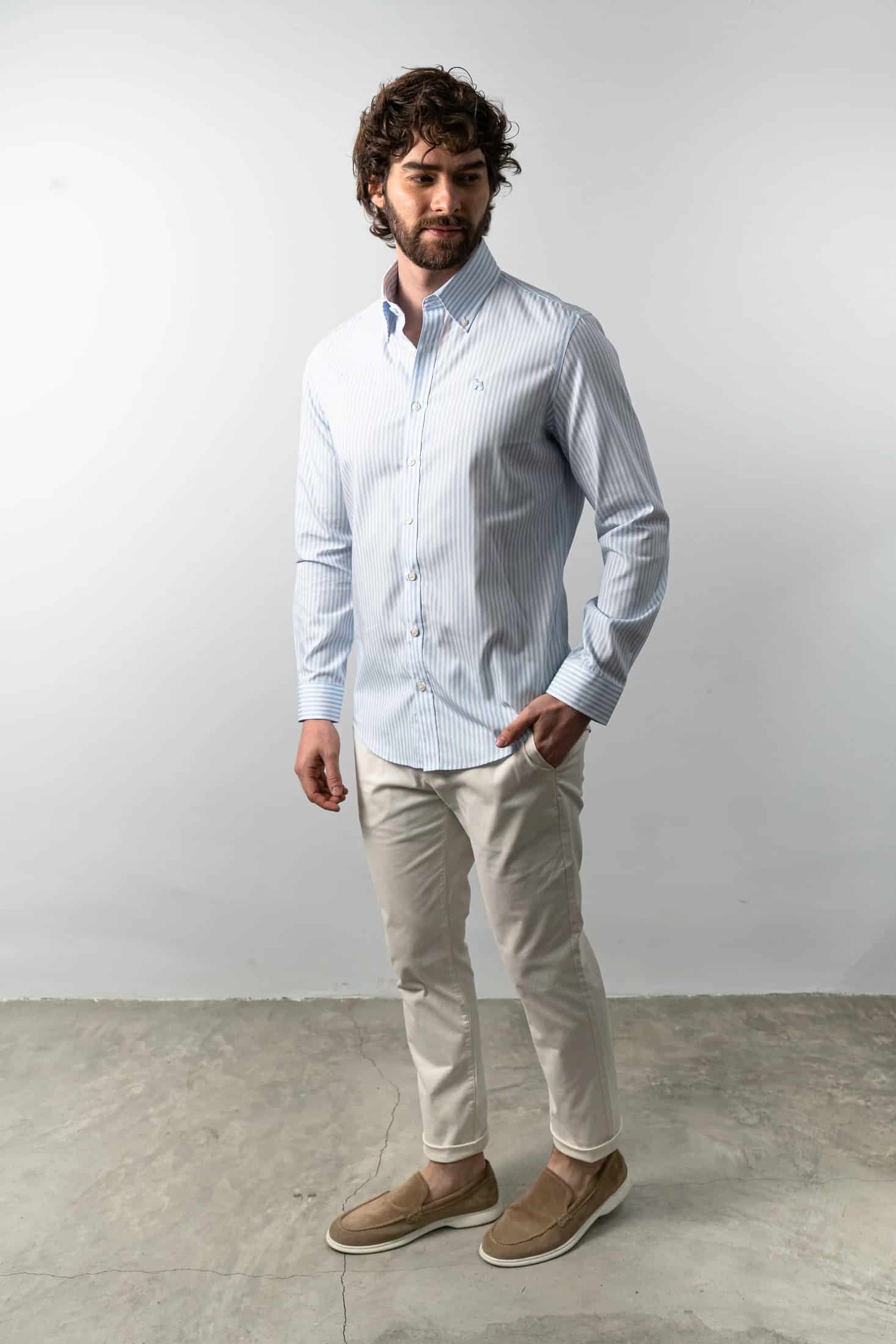 Camisa Manga Larga Rayas Baby Blue - miniatura 1