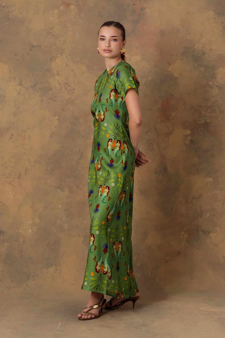 Wome's dress linen marea green - miniatura 1