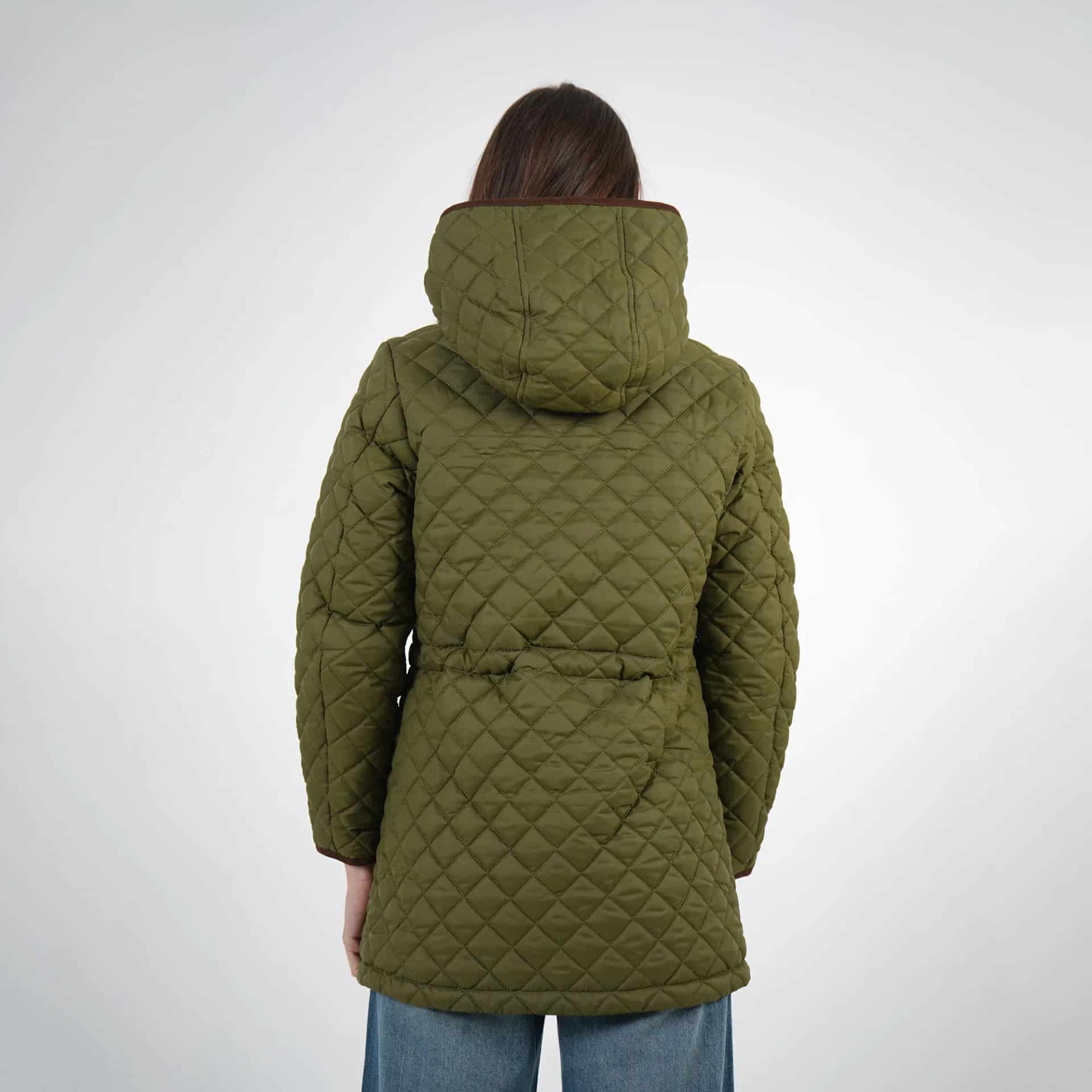 Chaqueta acolchada larga cuello alto con capucha y ajuste en cintura - miniatura 40