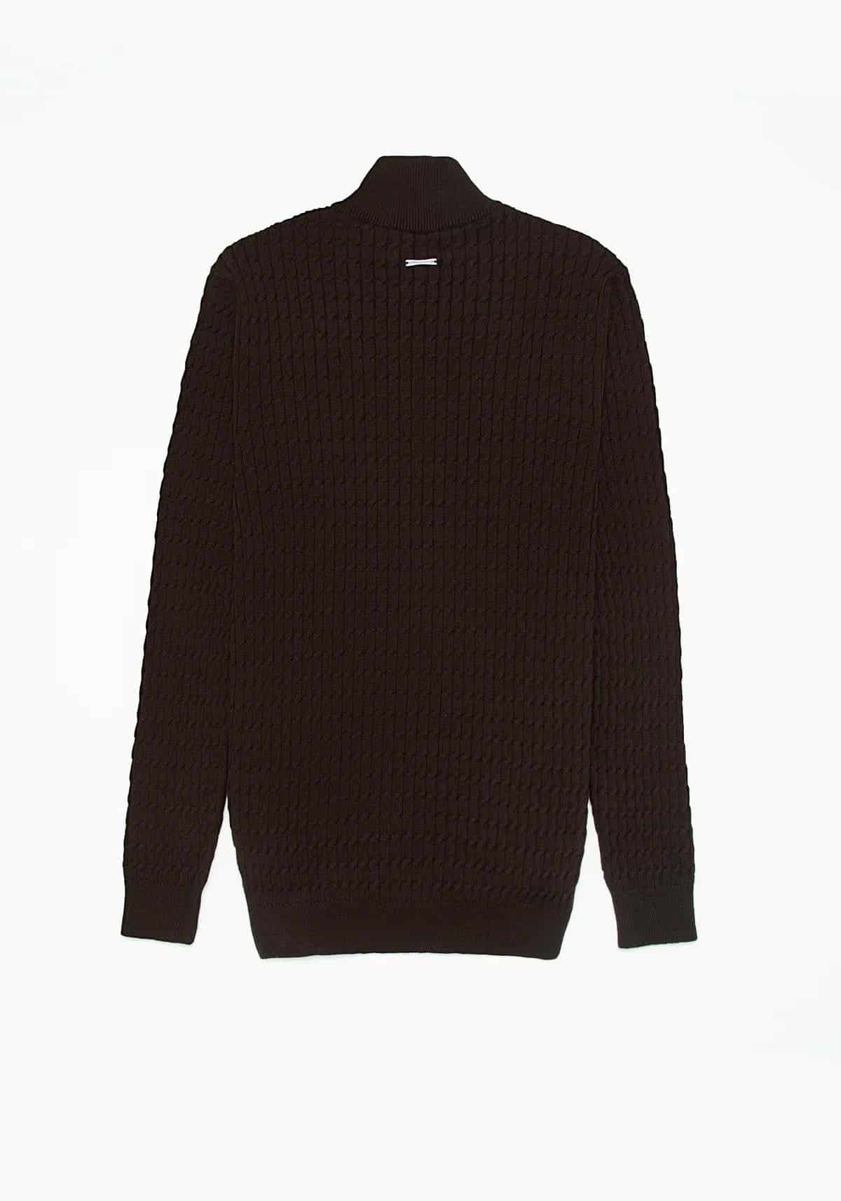 Saco Trenzado Half Zip Algodón Chocolate - miniatura 4