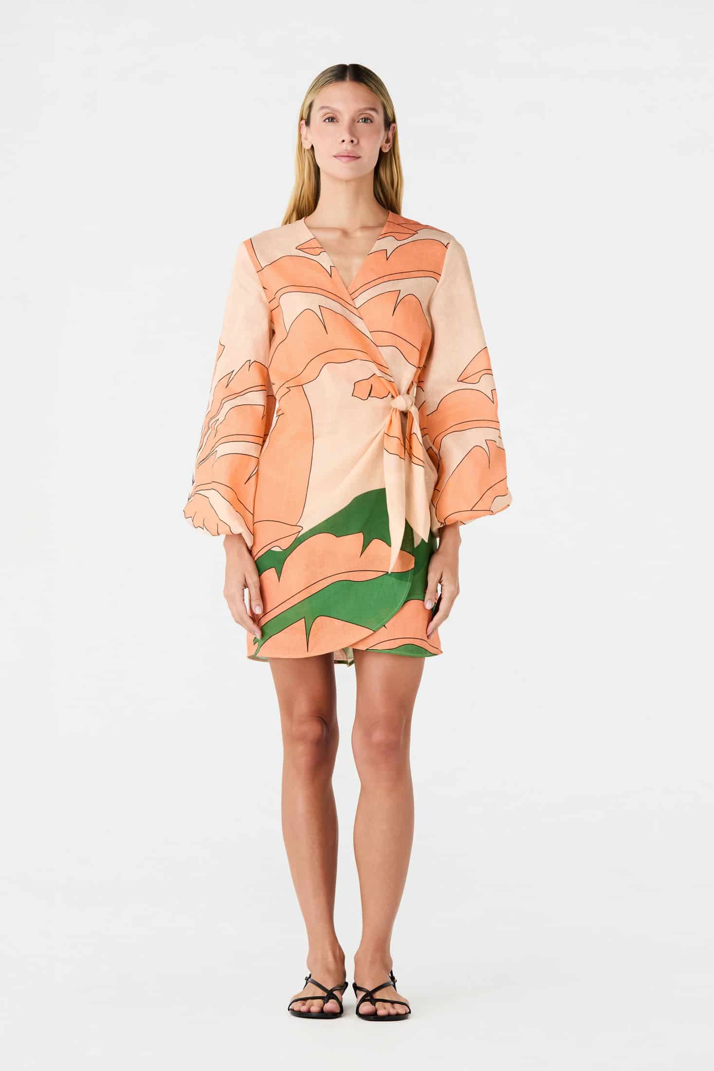 Hojarasca Linen Mini Tunic Dress / Peach Palms - miniatura 2
