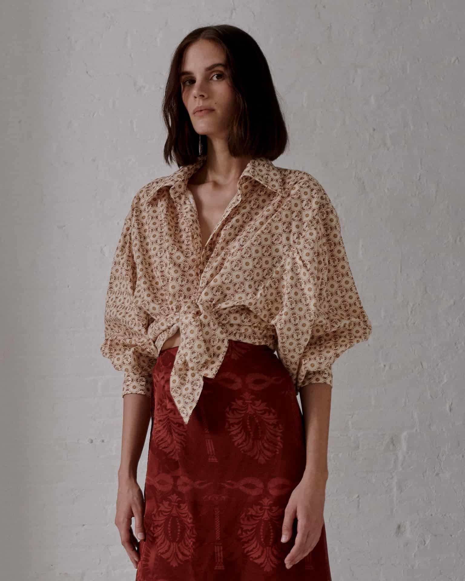 Barnes Cotton Bio Shirt / Beige May Flower - miniatura 2