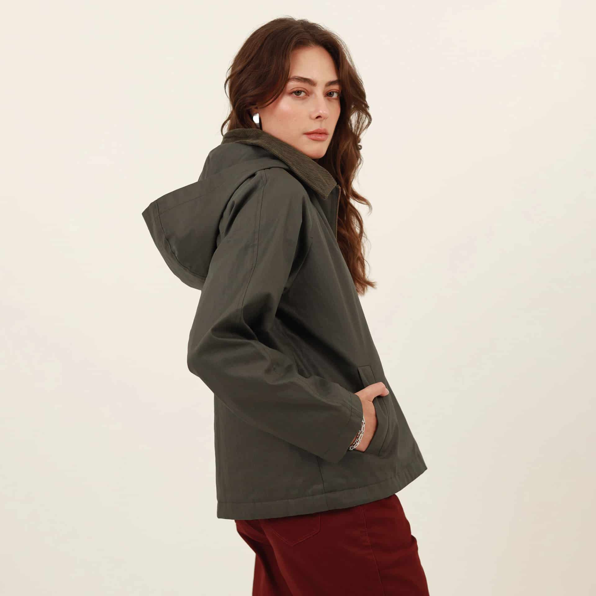 Chaqueta cazadora cuello solapa con capucha - miniatura 2