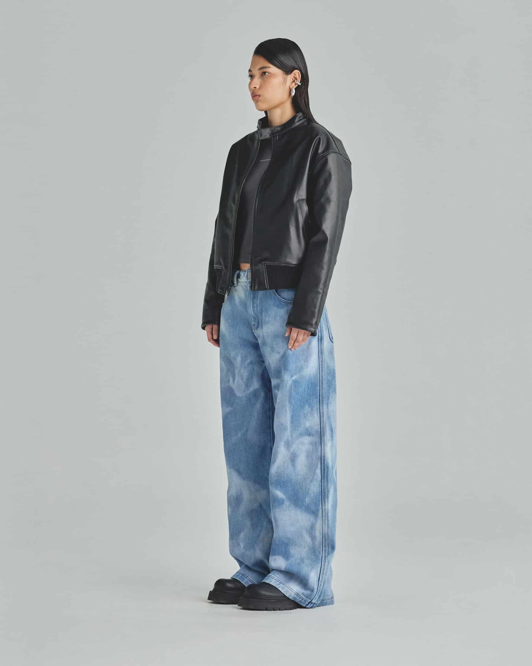 Spring Worn Logo Biker Jacket Black - miniatura 5