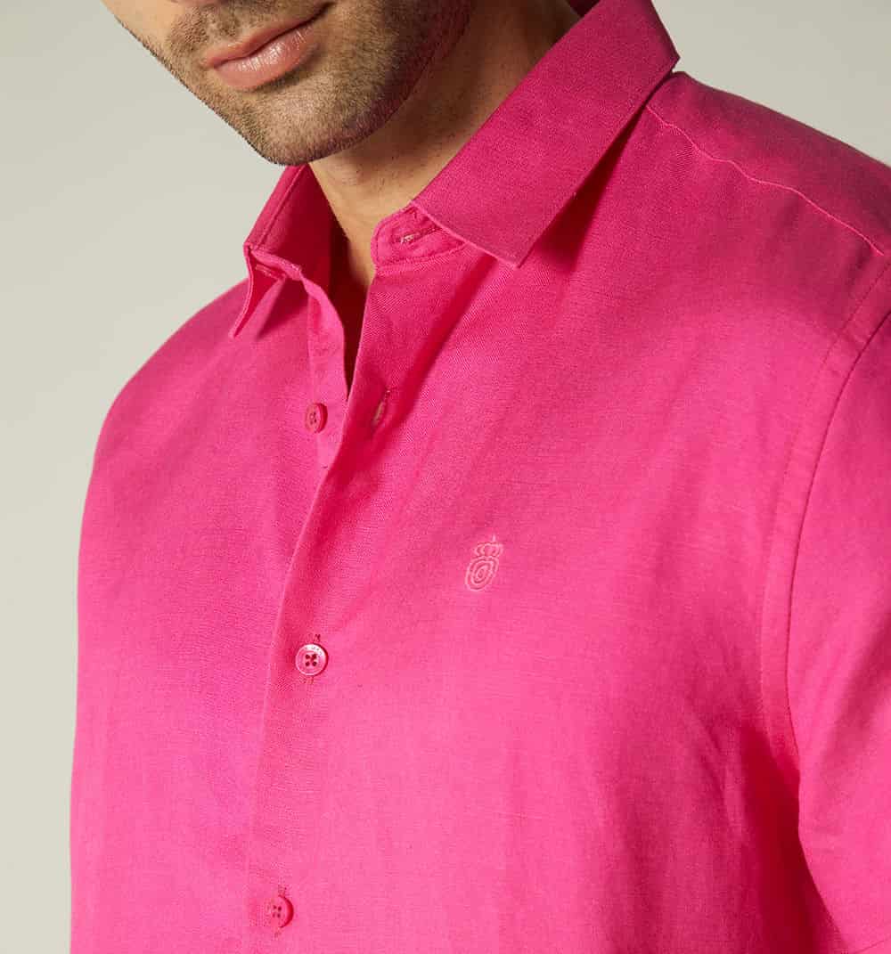 Camisa  para  hombre  en lino  manga cor - miniatura 4