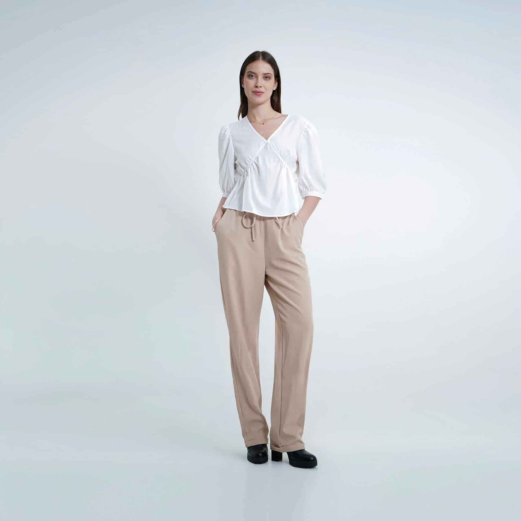 Pantalón recto con elastico y cintura - miniatura 1