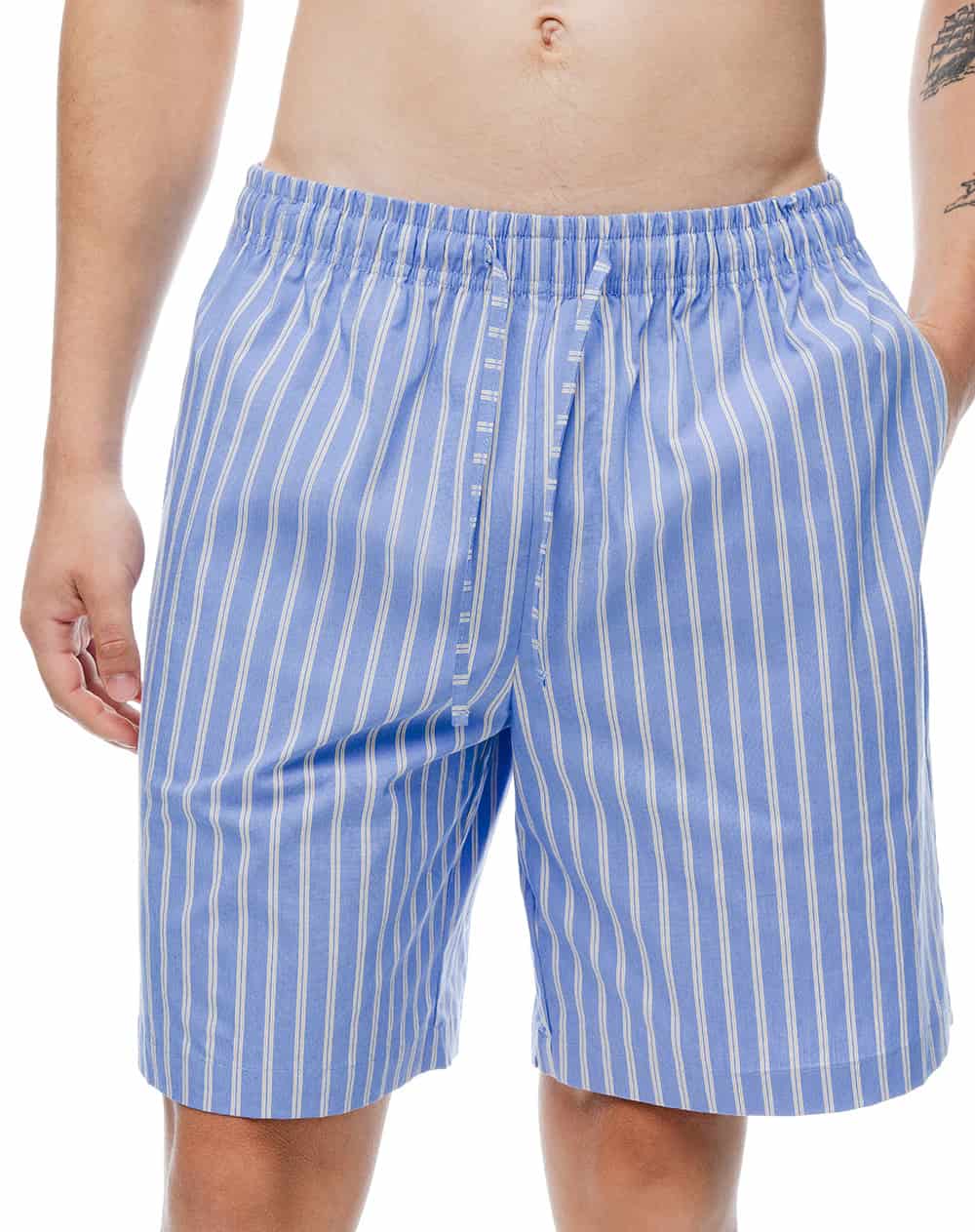 Camisa + bermuda de pijama algodón azul con rayas hombre - miniatura 5