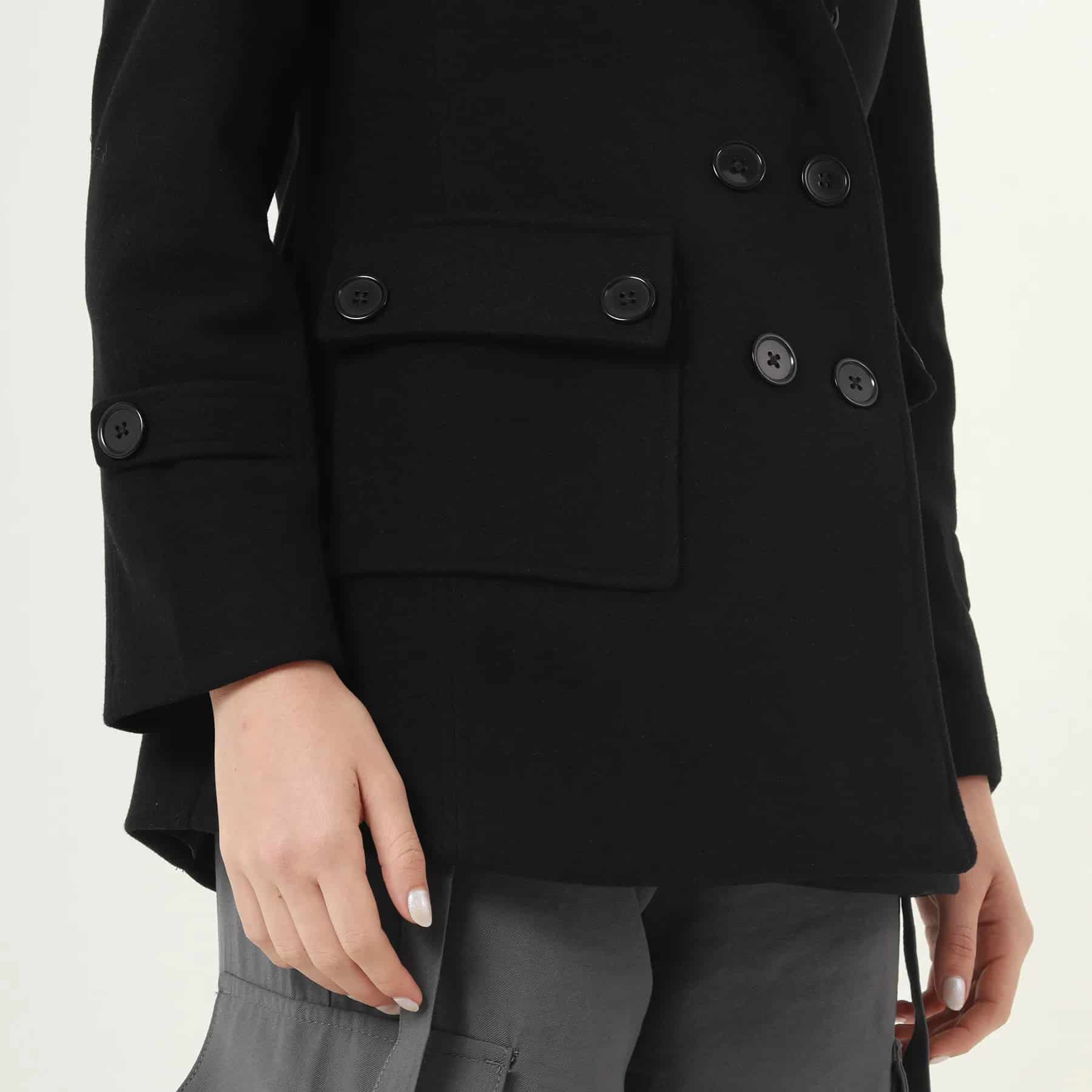 Chaqueta abrigo trench cruzado cuello solapa con capucha - miniatura 3
