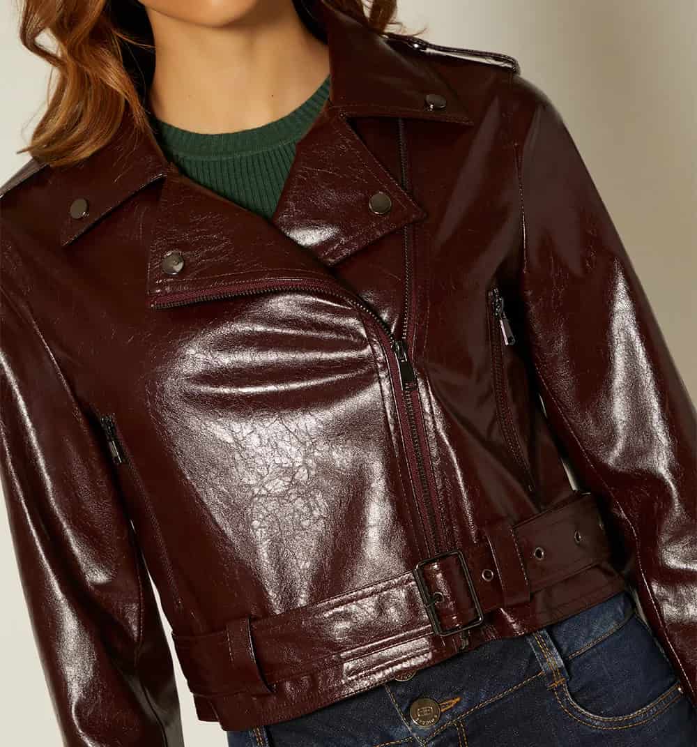 Chaqueta biker con cinturon - miniatura 5
