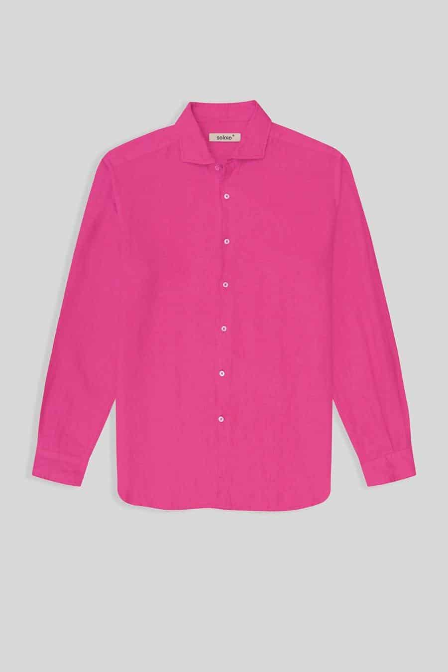 Men's linen shirt light fuxia - miniatura 1