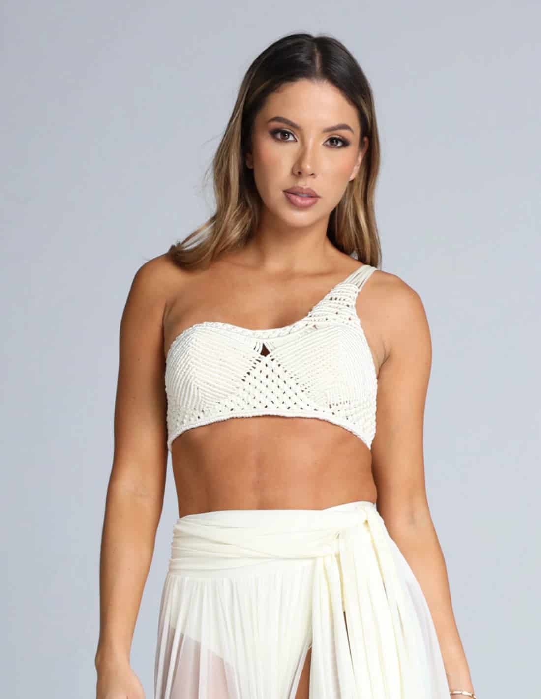 Crop Top Unilato Marfil - miniatura 1
