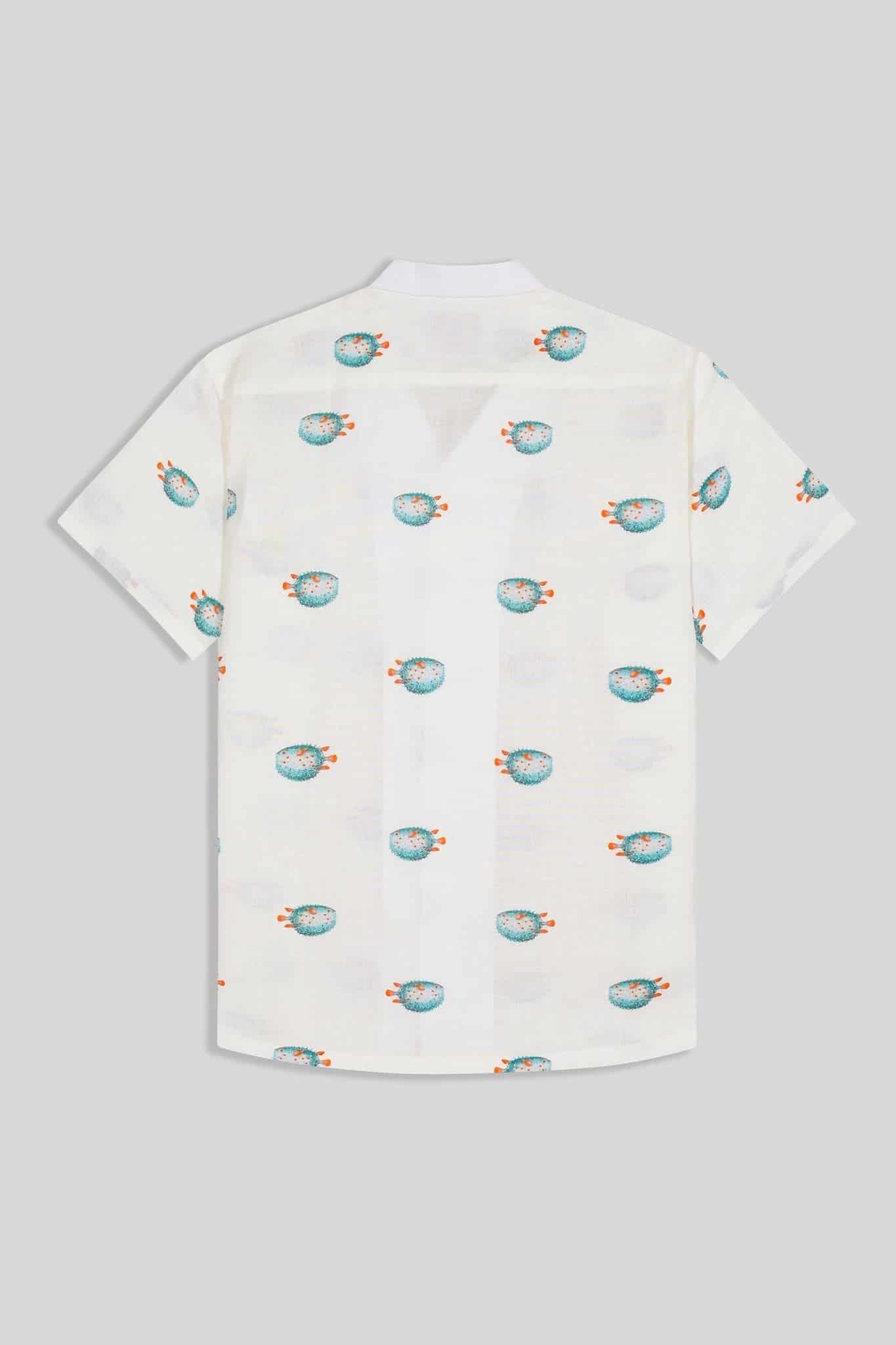 Men's linen shirt green separate pufferfish - miniatura 3
