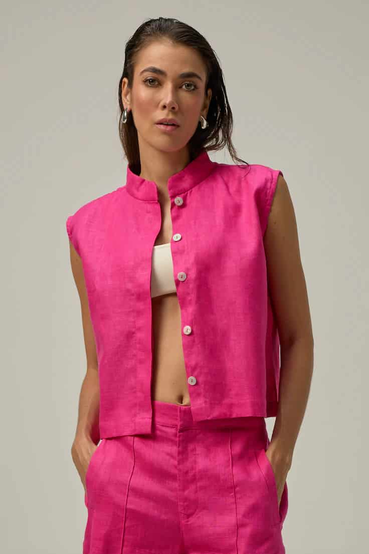 Chaleco Muse de lino | rosado Hot Pink - miniatura 1