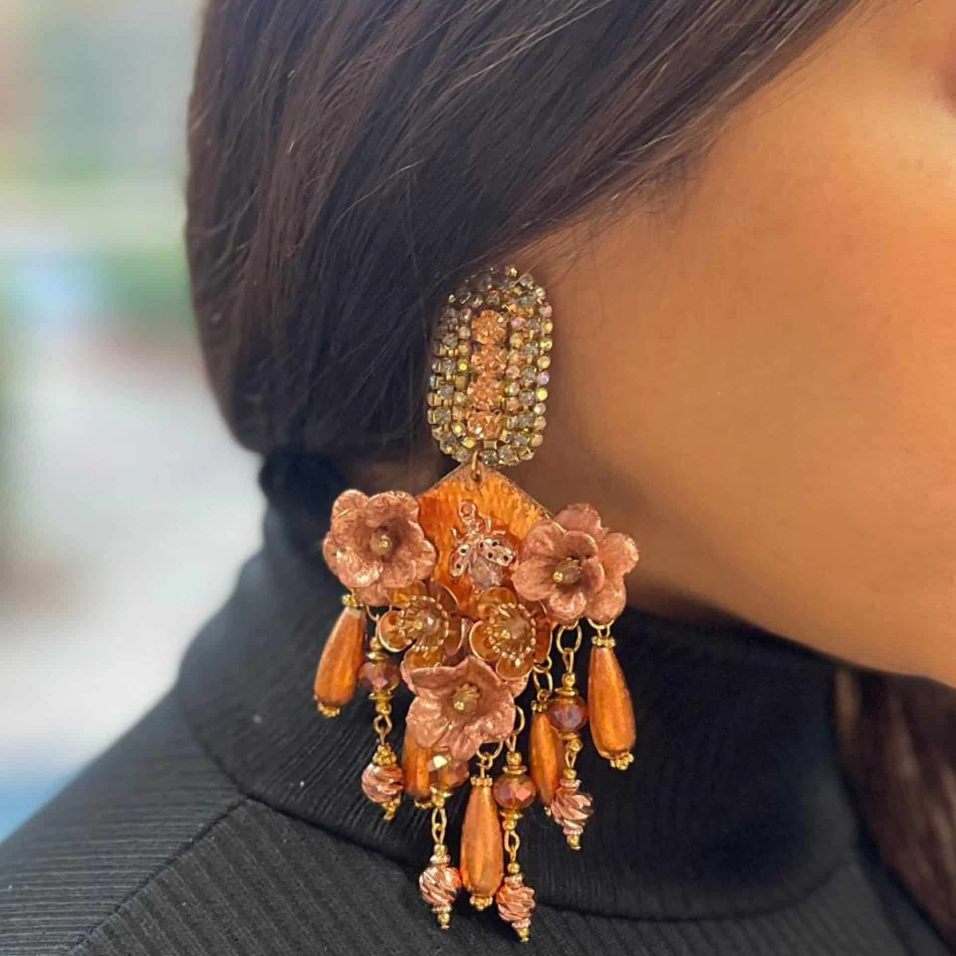 Gold Rose Waterfall Earrings - miniatura 3