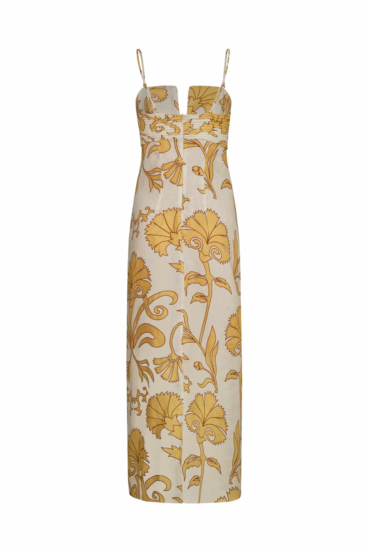 Antigüa Linen Midi Dress / Yellow Flowers - miniatura 3