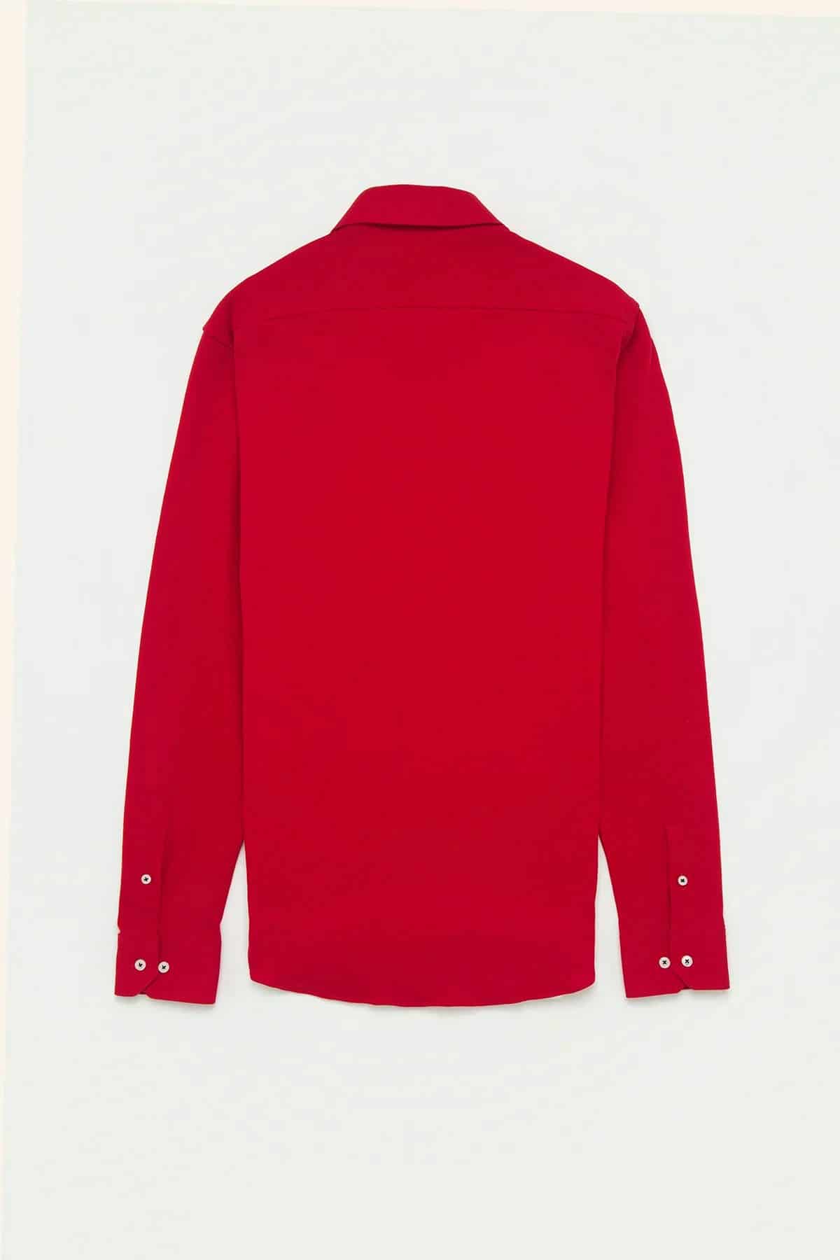 Camisa Piqué Botón Contraste Algodón Rojo - miniatura 4