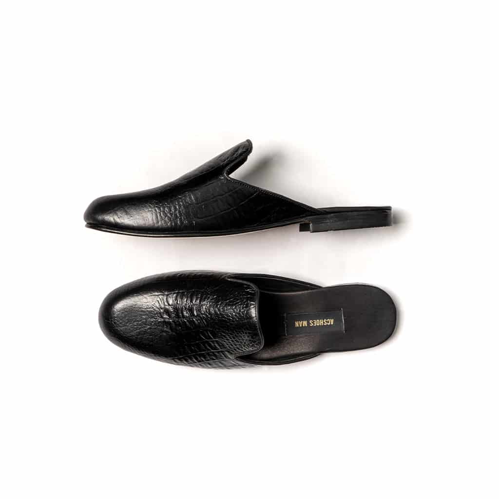 Slipper mules cuero grabado croc - miniatura 2