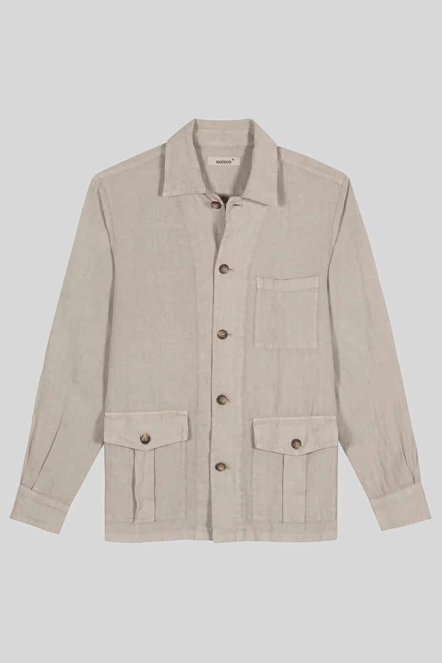 men's linen jacket beige new sahara - miniatura 1