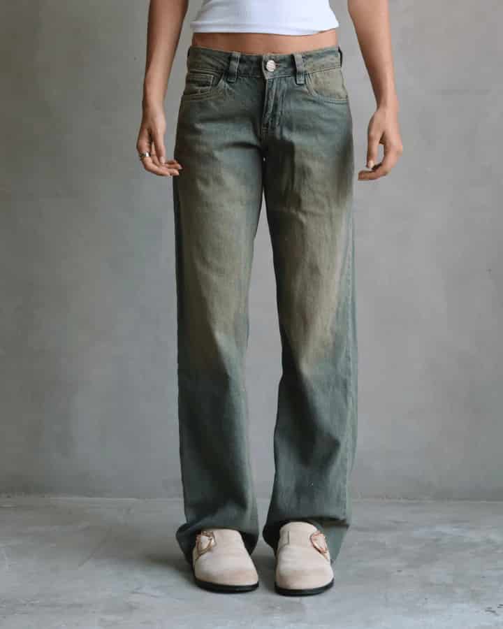 JEAN EXTRA LOW STRAIGHT FIT VINTAGE GREEN WASHED AZUL - miniatura 1
