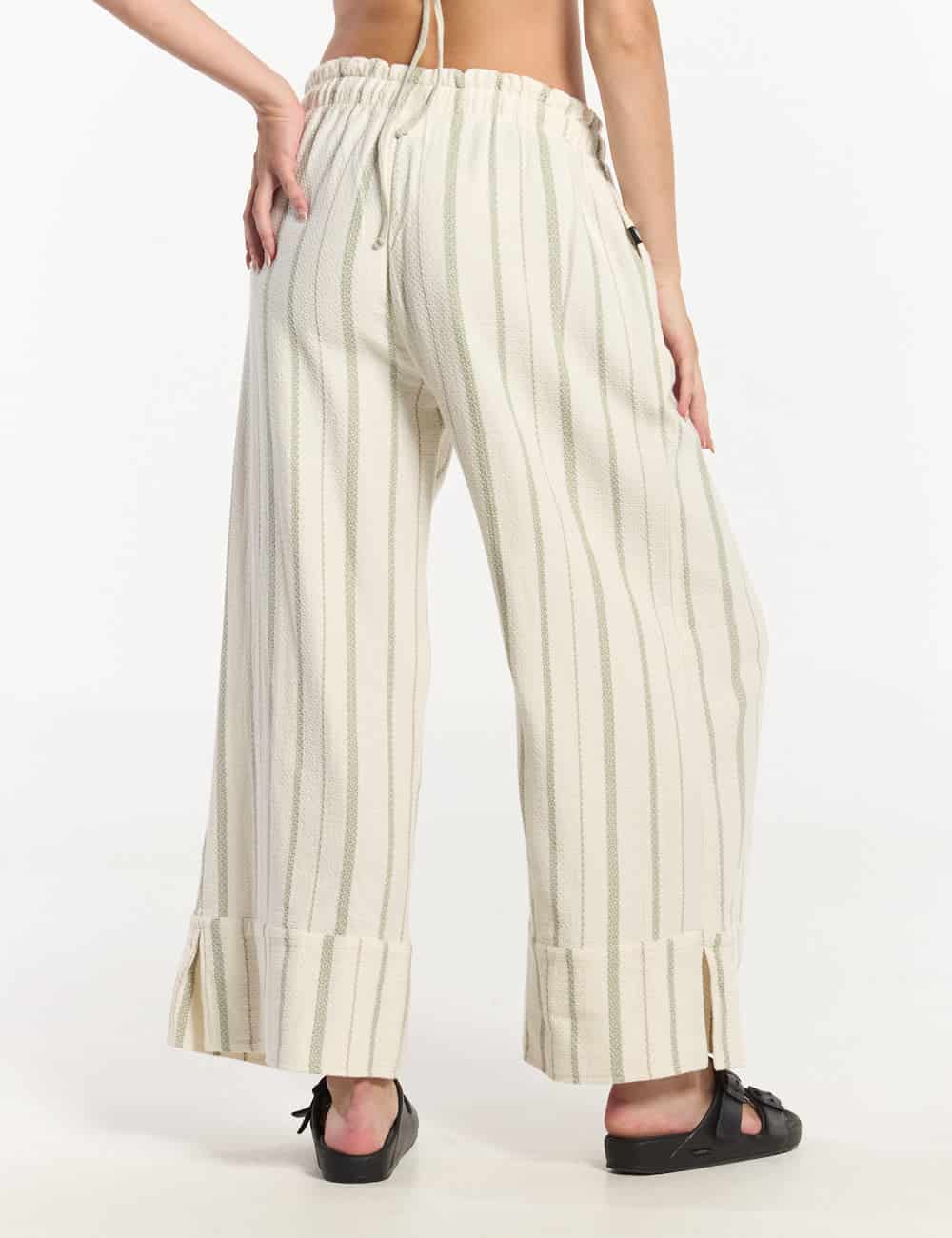 Pantalón Palazzo Raíz  crudo + verde Mujer - miniatura 8