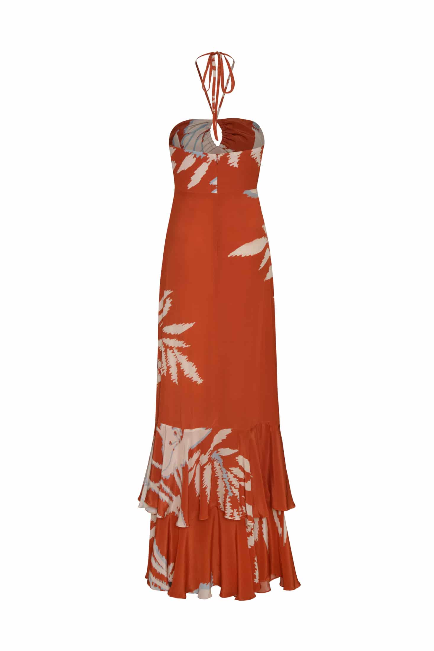 Sevillana Crepe Chine Dress / Orange Gladiolos - miniatura 2