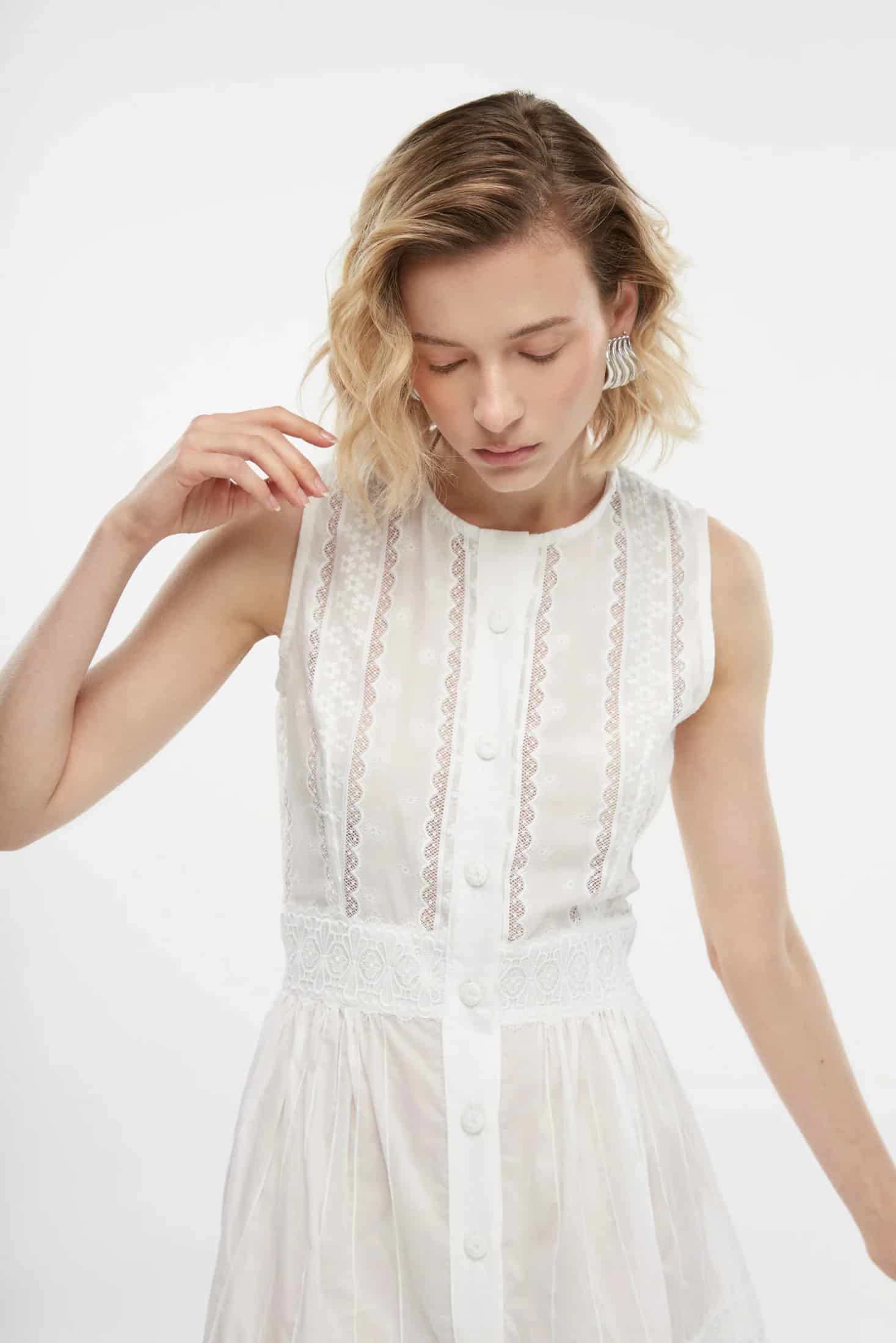 SOLAIRE MINI DRESS WHITE - miniatura 6