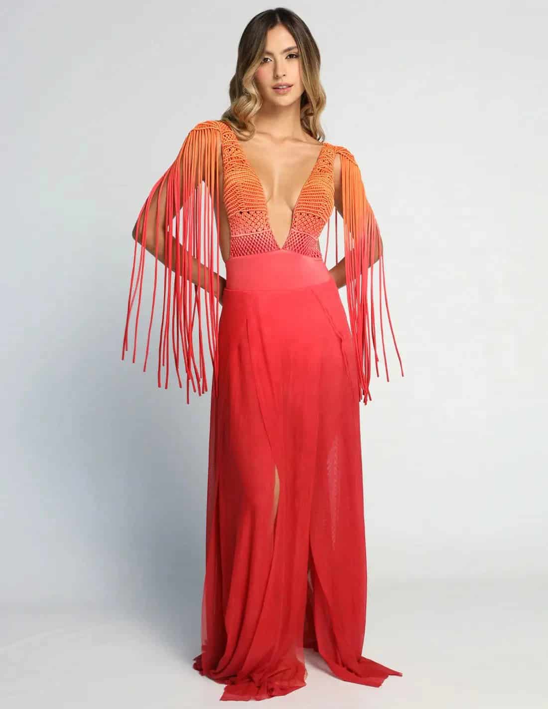 Vestido Umbra Salmon + Tomato - miniatura 1