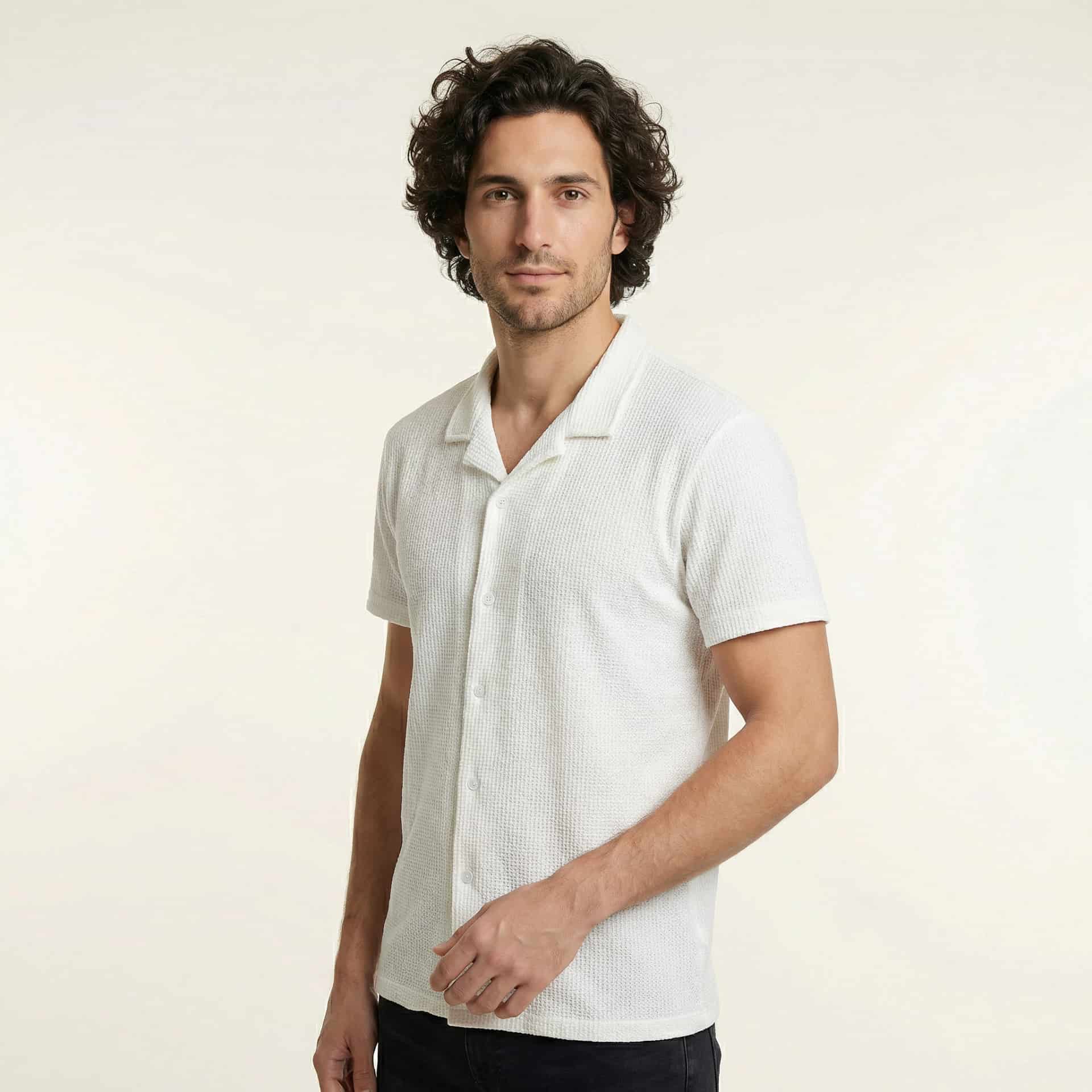 Camisa Texturizada Bowling Blanca C227 - miniatura 4