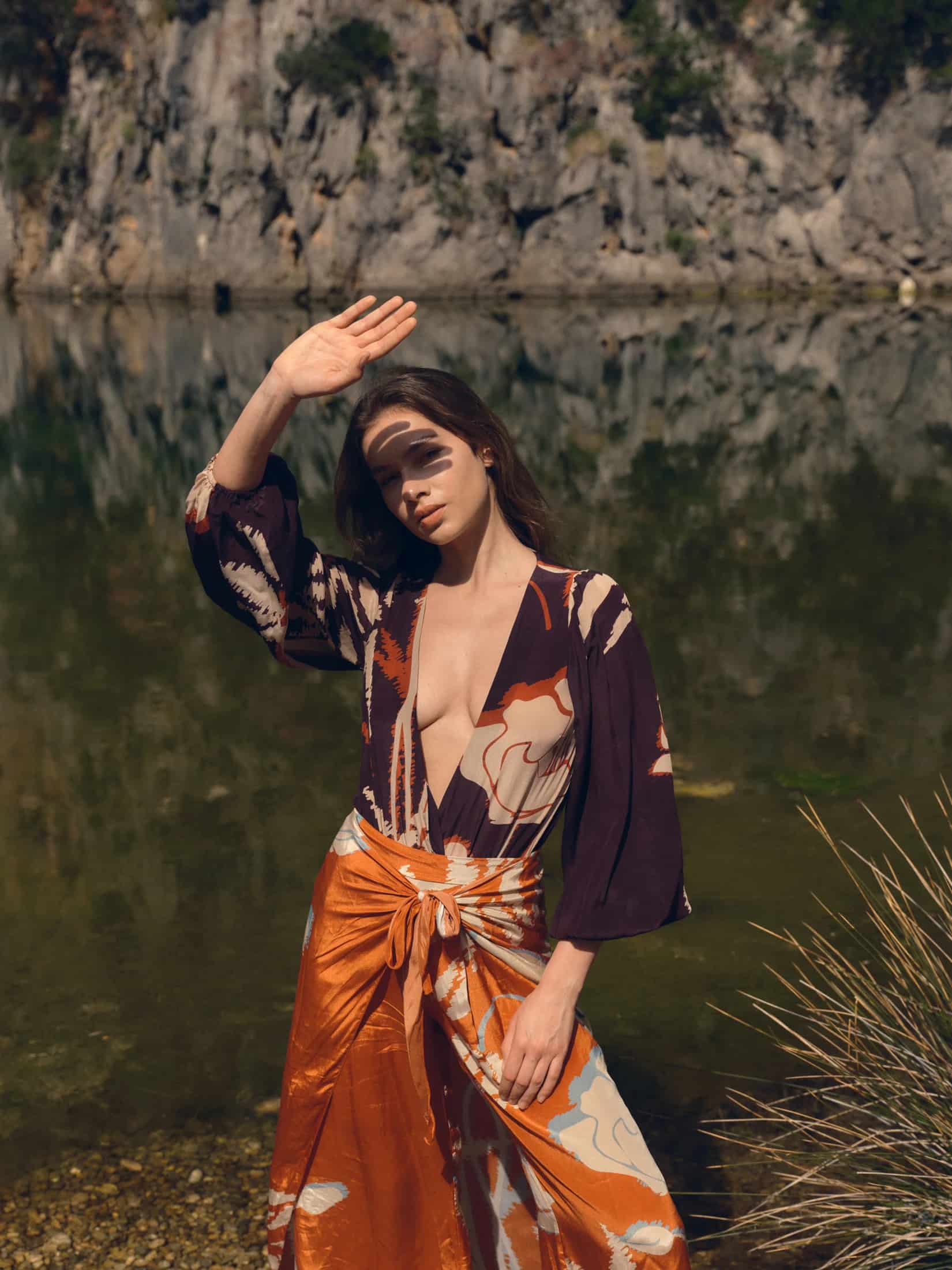 La Bamba Crepe Chine Pants / Orange Gladiolos - miniatura 3