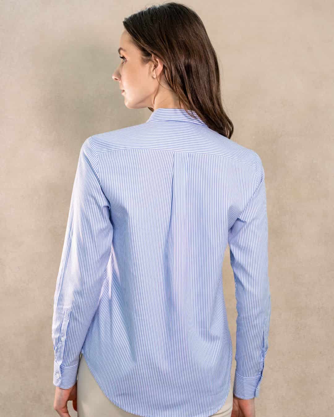 Camisa Antimanchas Oxford de Mujer Rayas Azul Yale - miniatura 4