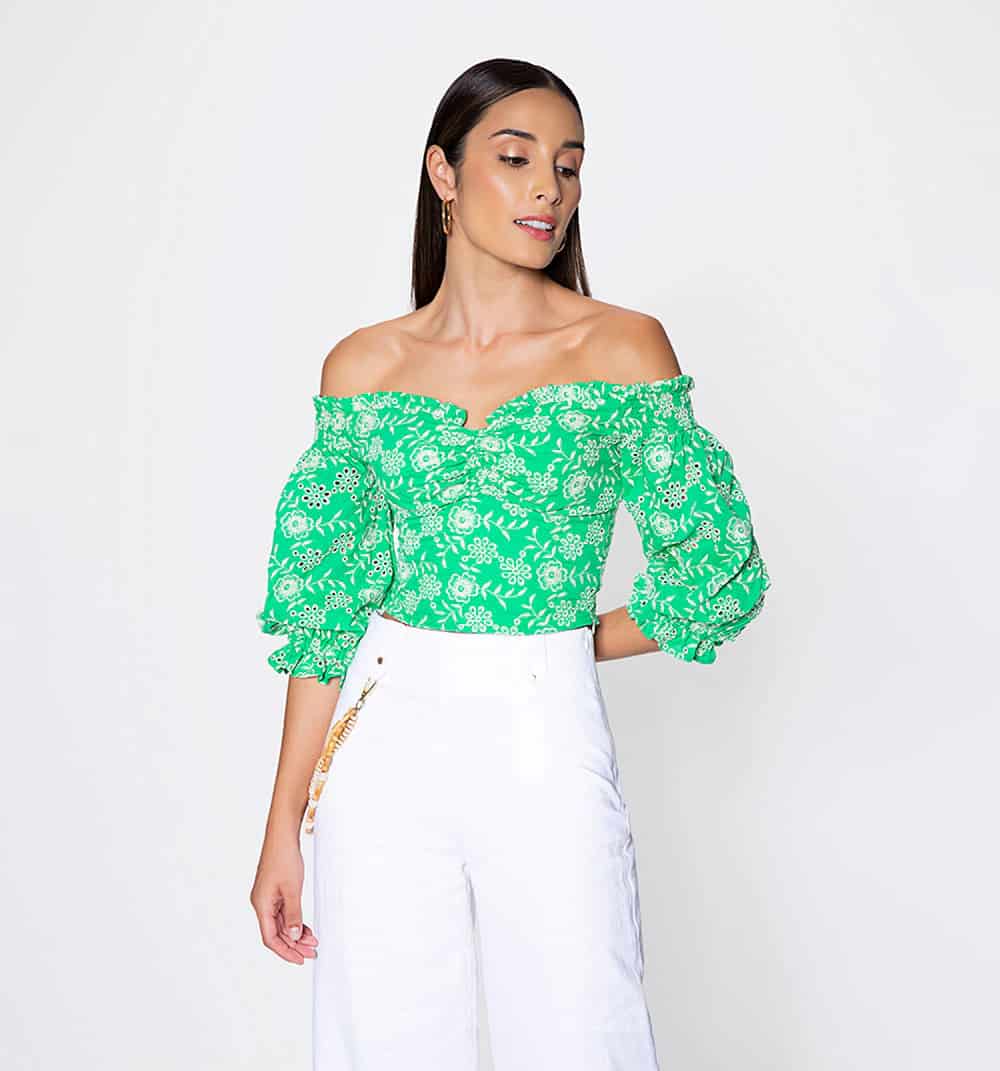 Blusa manga 3/4 con canal en copa - miniatura 1