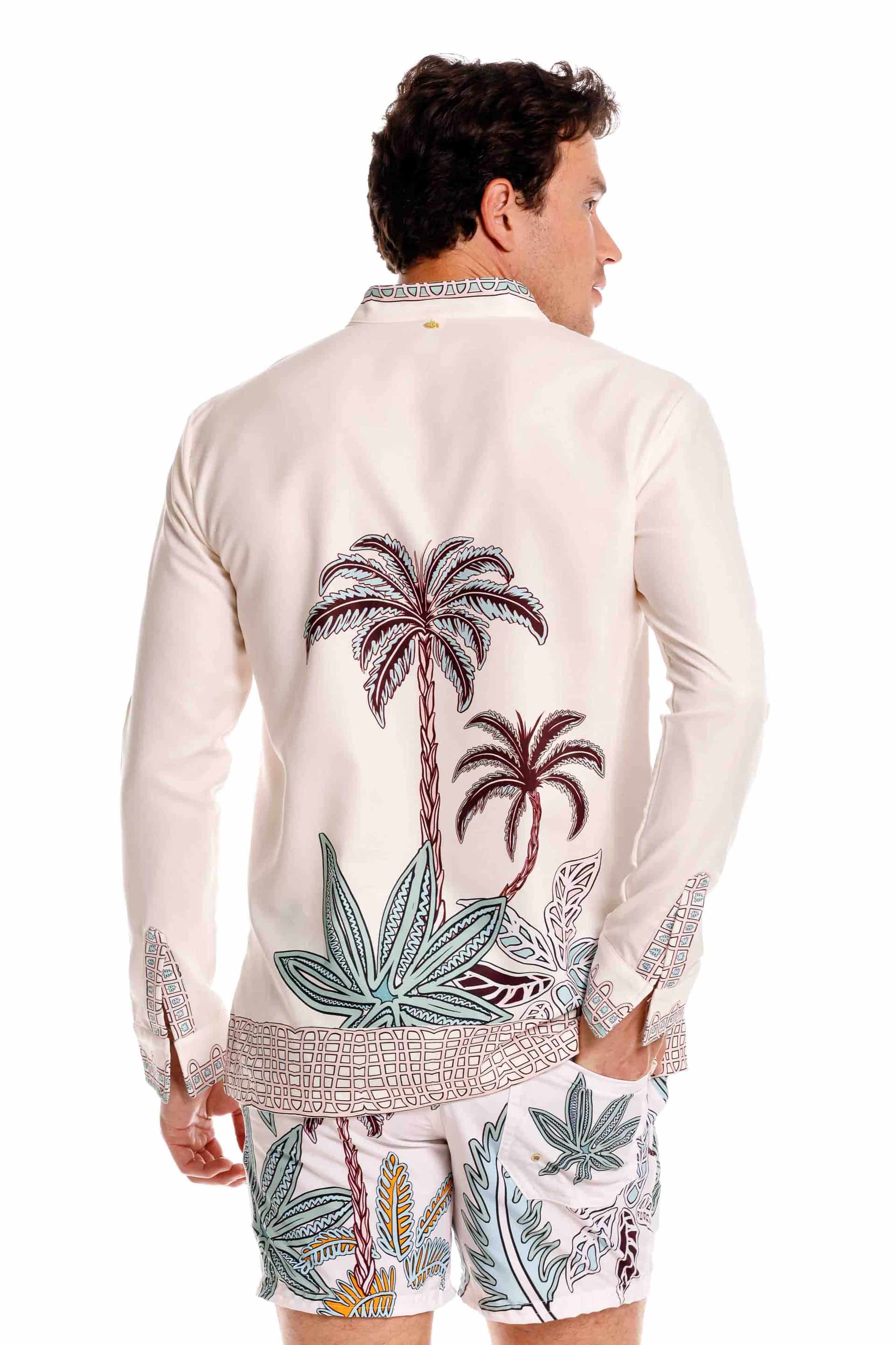 Camisa Nerú Hombre Maxipalms Beige - miniatura 2