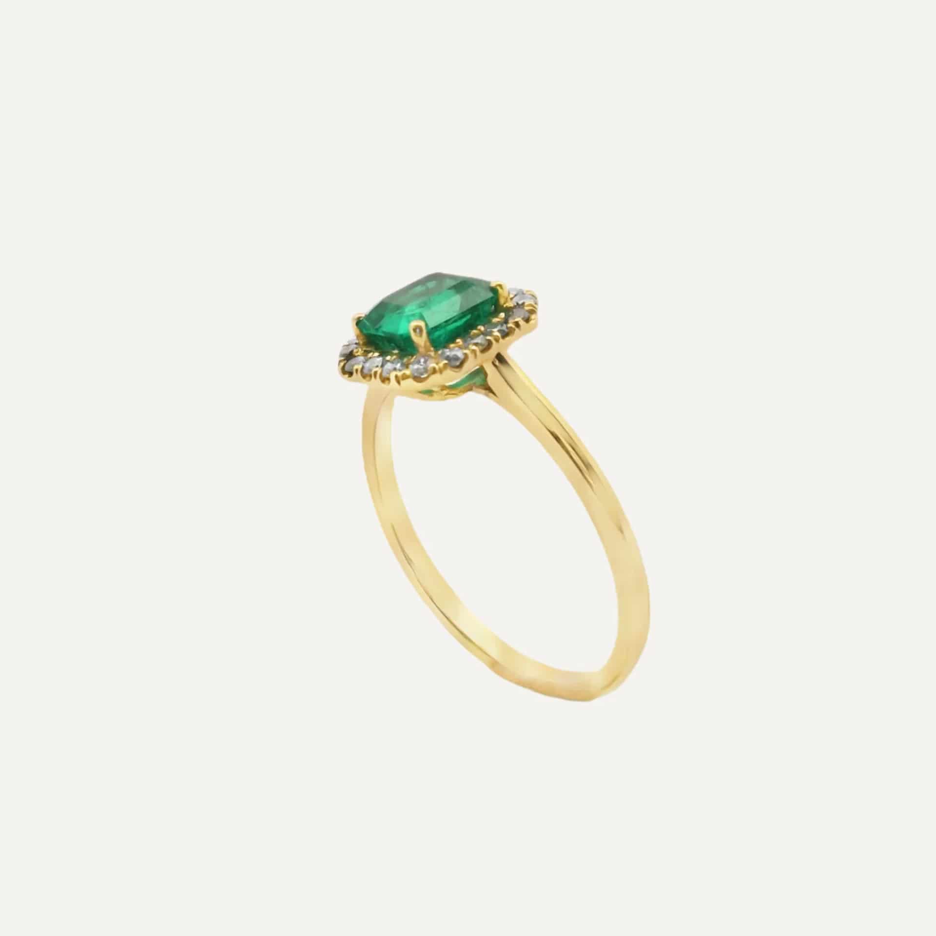 Anillo Halo Cuadrado Esmeralda premium - miniatura 10
