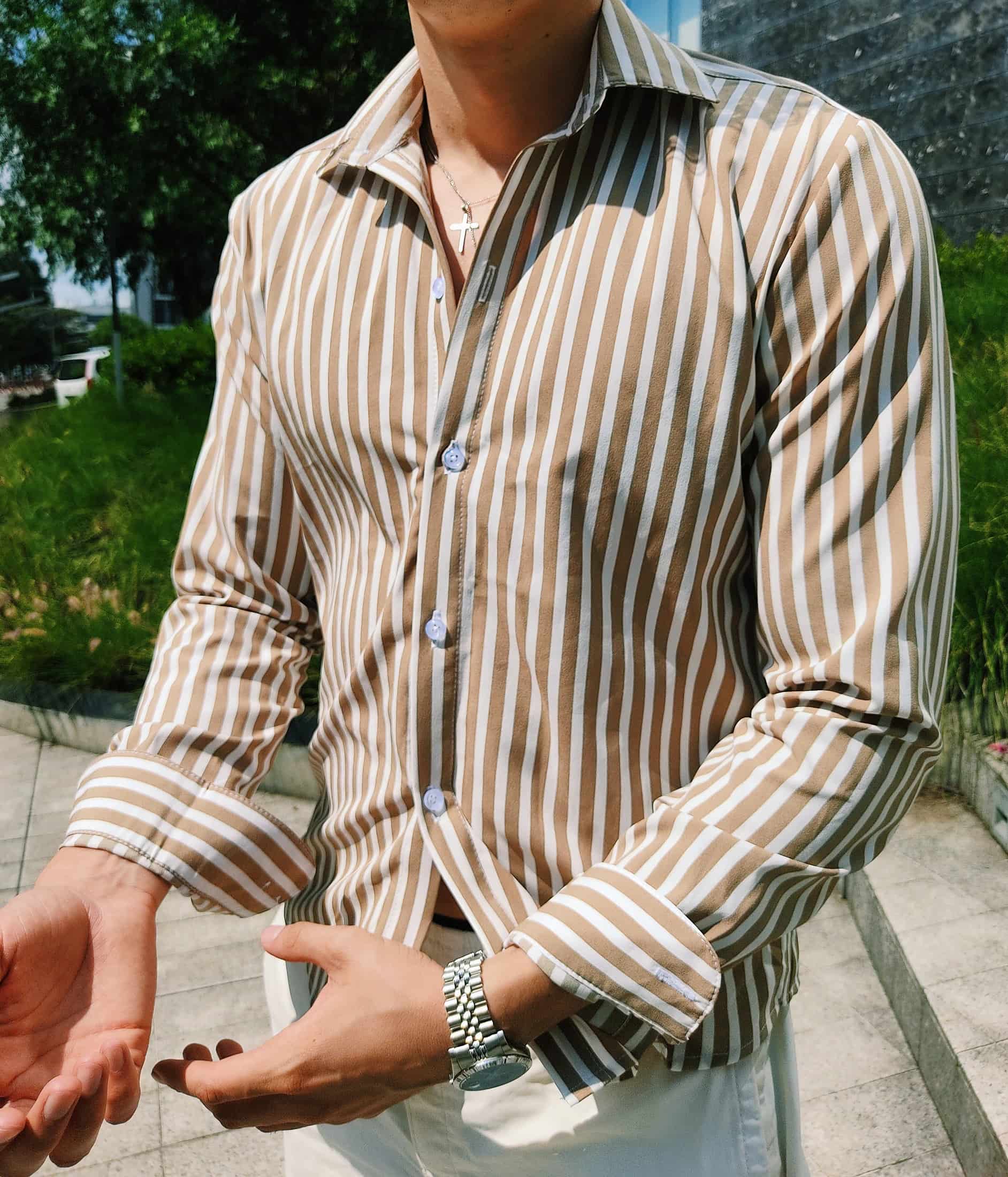 Camisa de rayas Manga Larga Hombre - miniatura 3