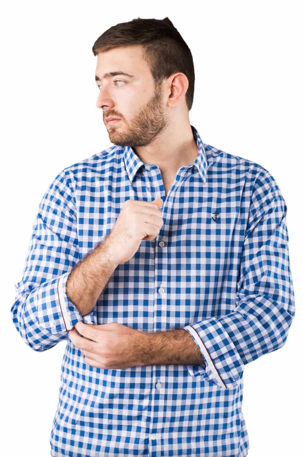 Camisa azul rey cuadros blancos a navy - miniatura 2