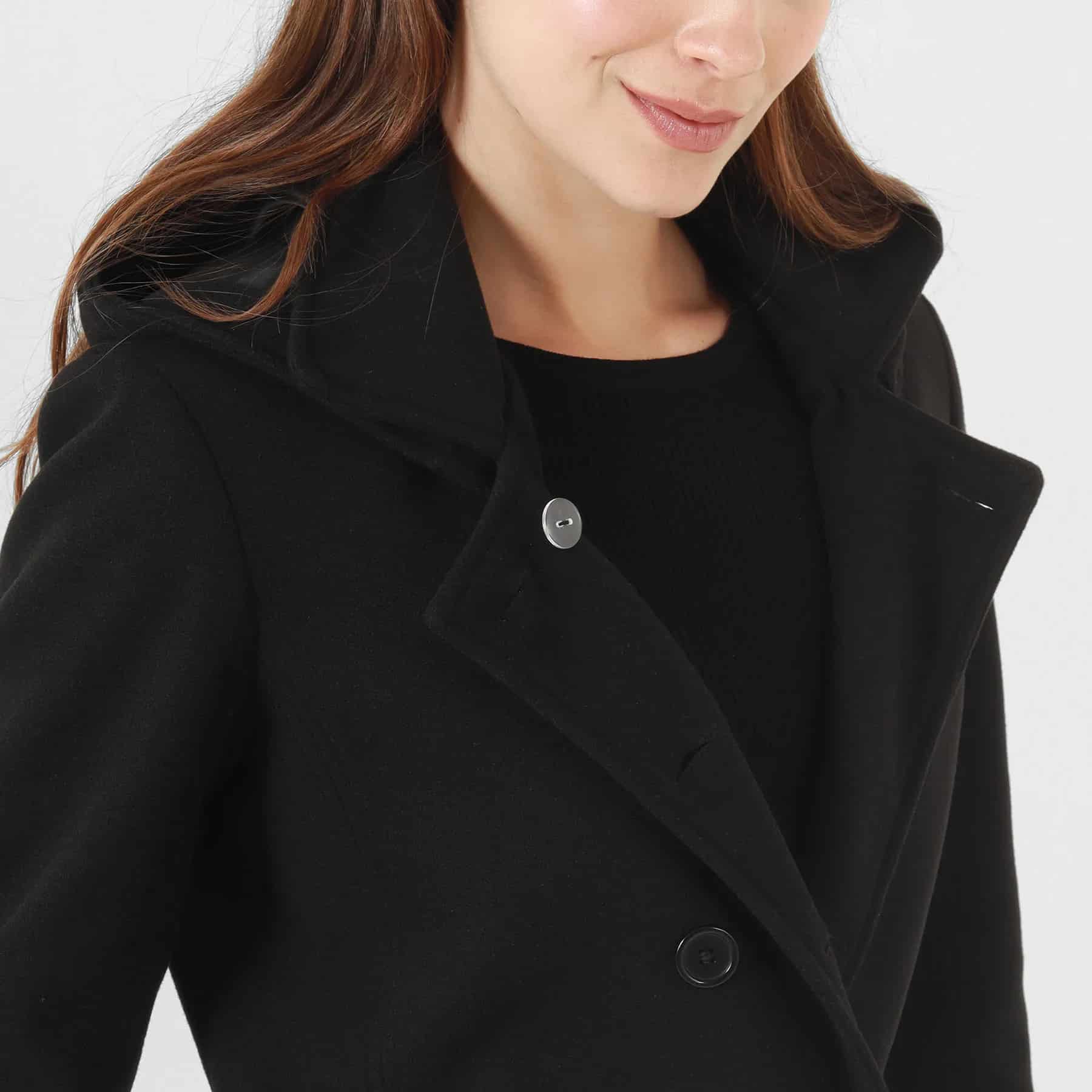 Chaqueta abrigo trench cruzado cuello solapa con capucha - miniatura 4