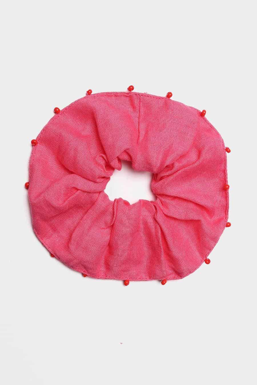 Women's linen pink scrunchie - miniatura 2
