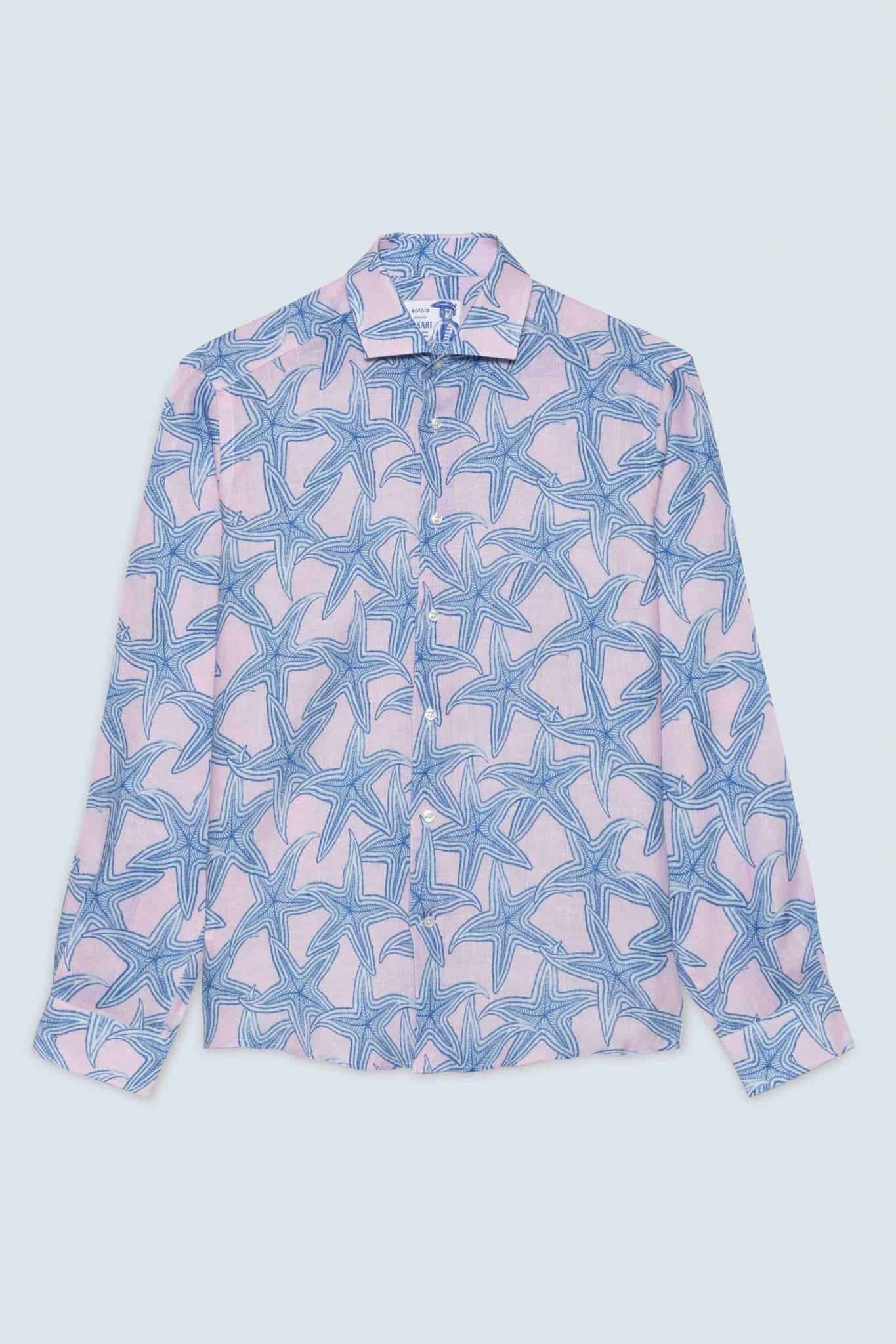 Men's linen shirt pink stella - miniatura 1