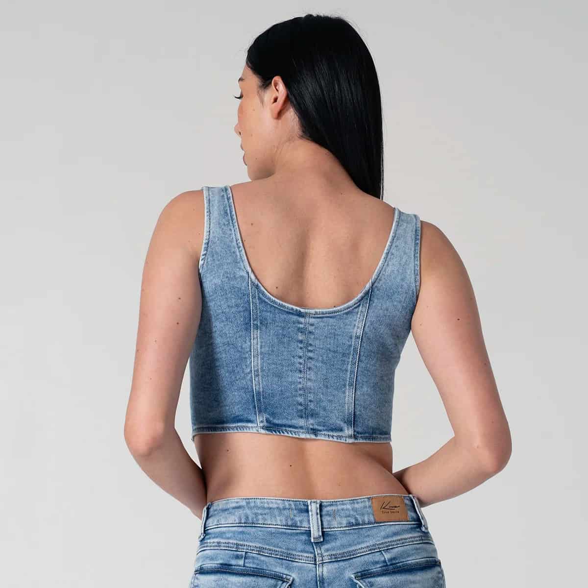 Crop Top Denim Slim Tribu - miniatura 4