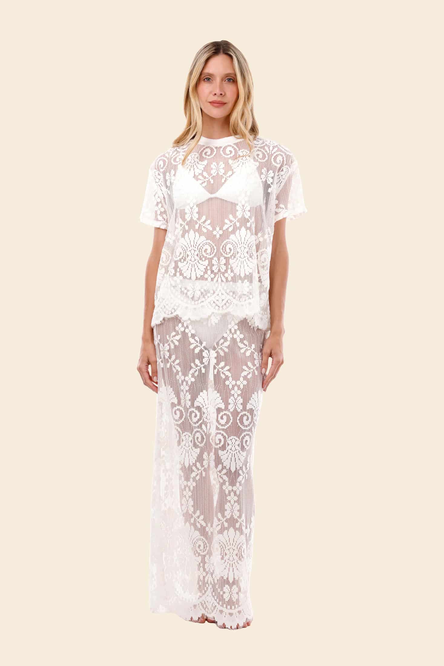 Ivory Encaje Sleek Skirt - miniatura 4