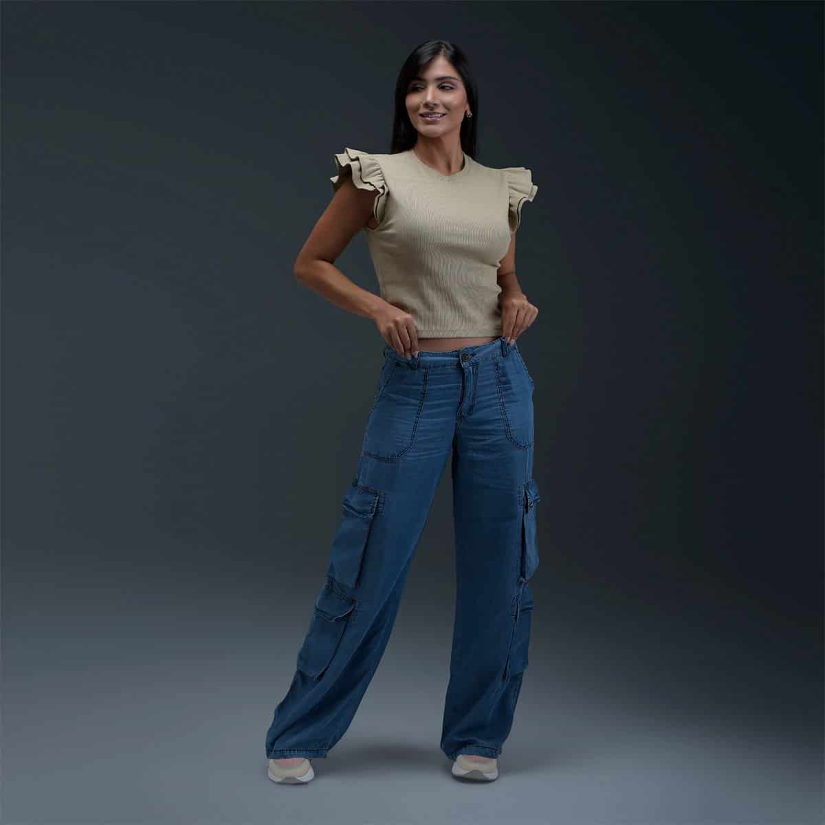 Jeans Cargo Azul Mujer - miniatura 4