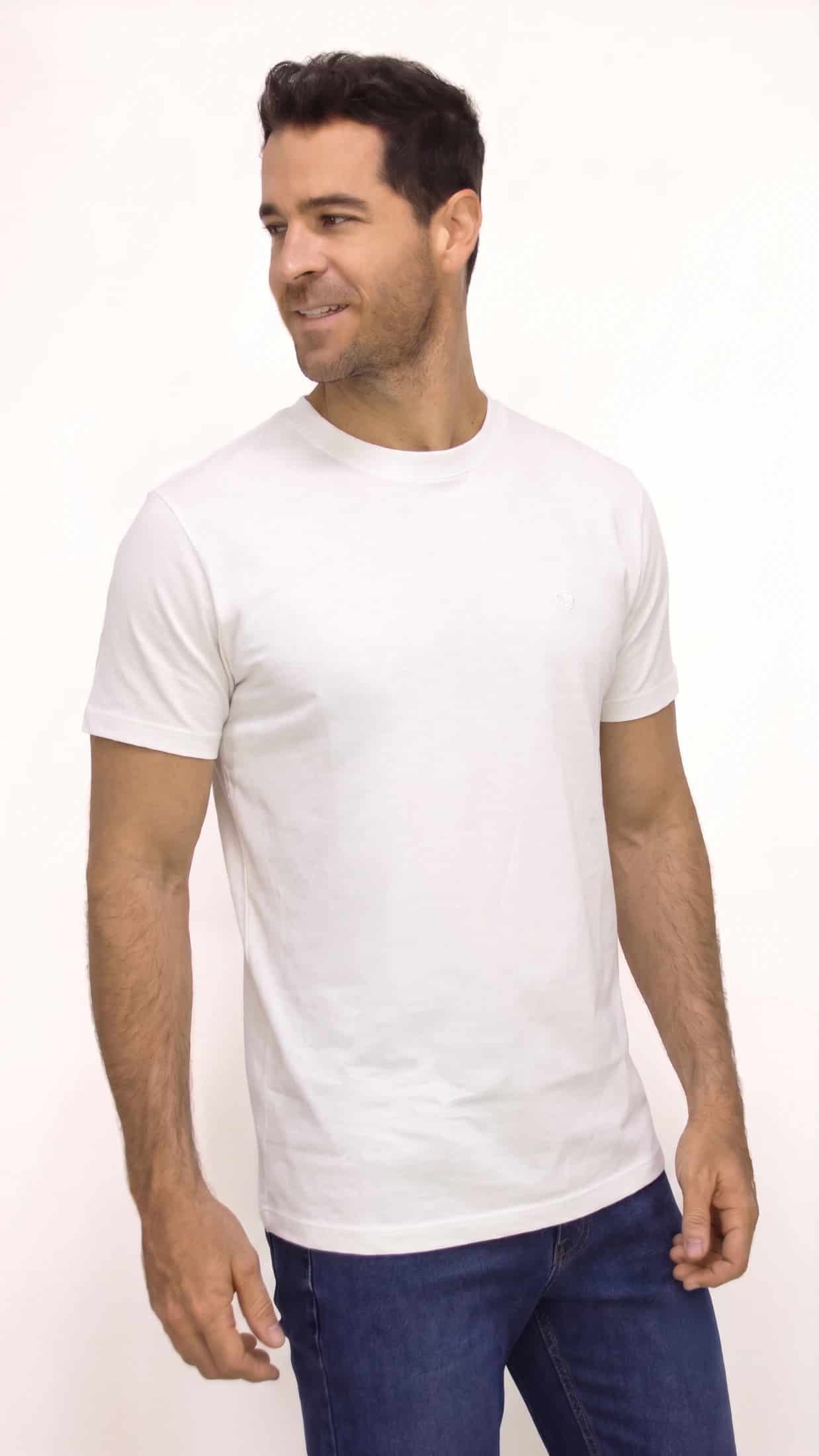 CAMISETA BÁSICA PESADA CUELLO REDONDO BLANCA PARA HOMBRE - miniatura 1