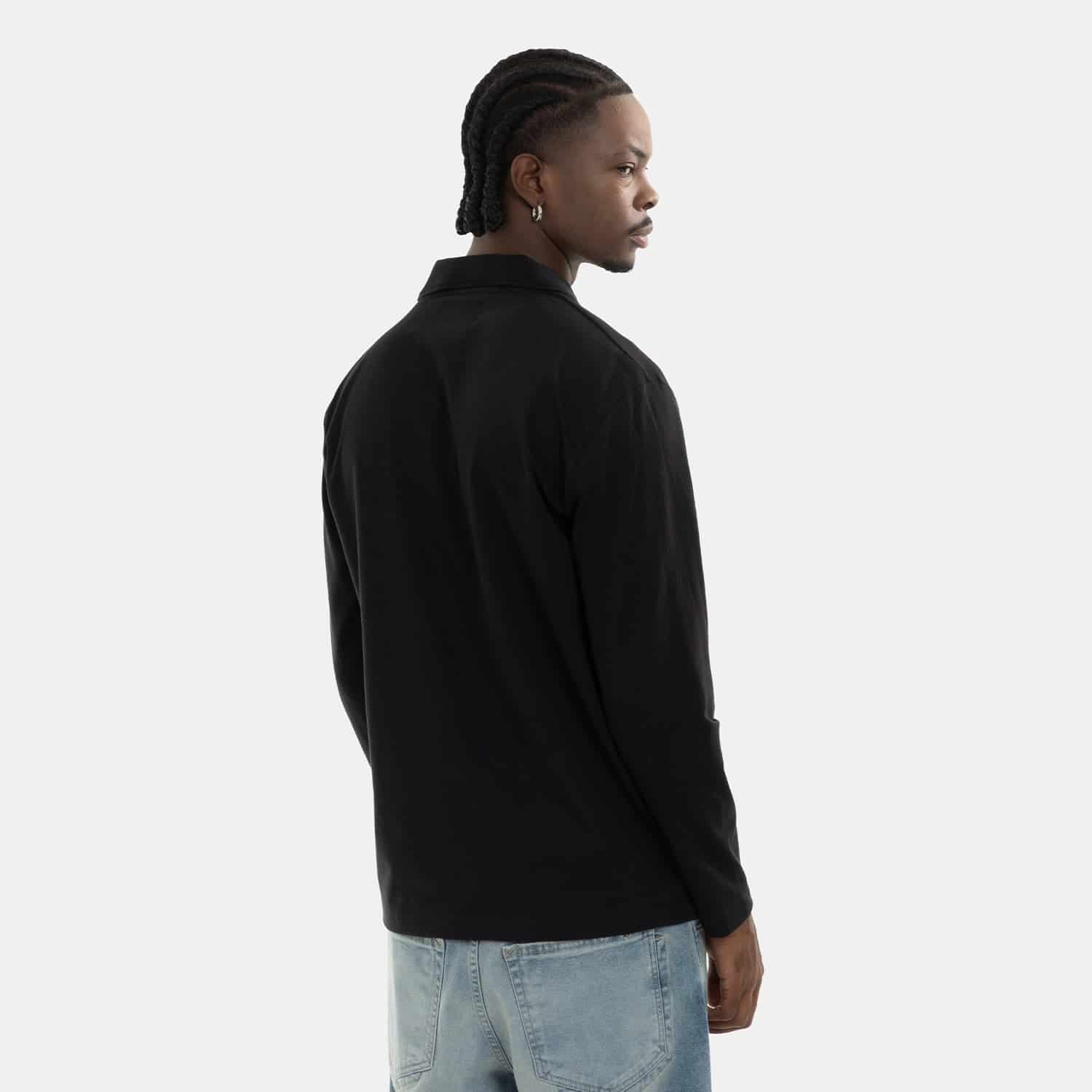 Zip Polo Sweatshirt Black - miniatura 6