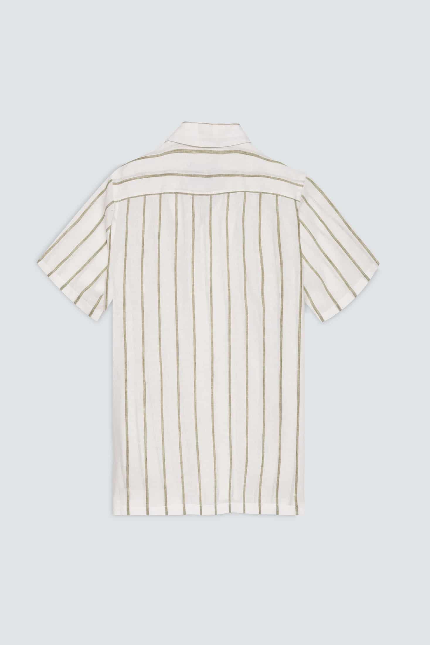 Men's linen shirt striped white - miniatura 2