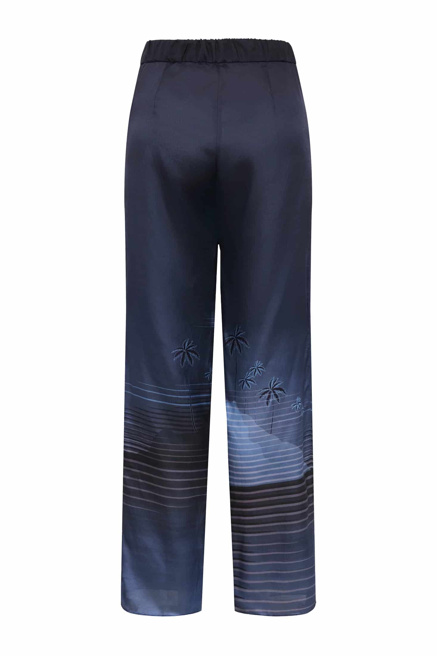 Santo Tomás Martellato Silk Pants / Navy Tropical Landscape - miniatura 3
