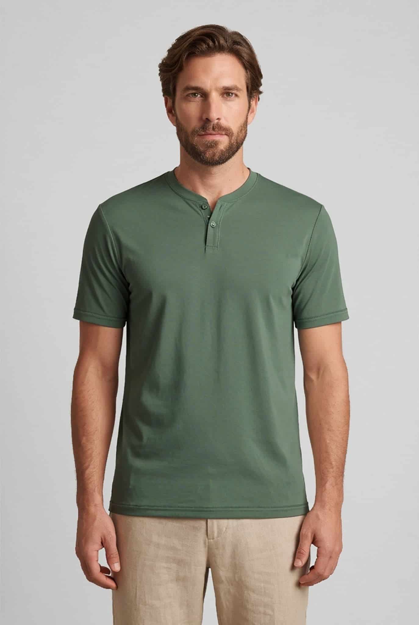 Camiseta cuello v con boton para hombre Jon Sonen 020425001 - miniatura 1
