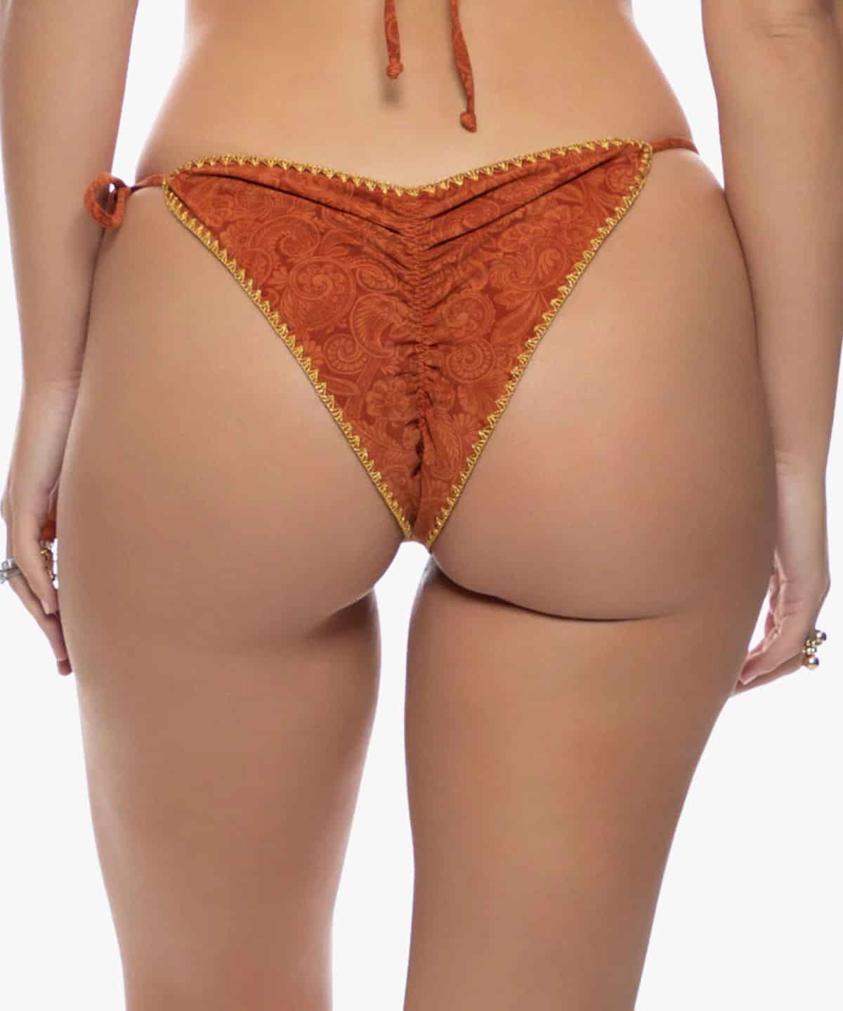 Bungalow Babe Luxe Titch Seamless Wavy Ruched Back Brazilian Tie Side Bottom - miniatura 2